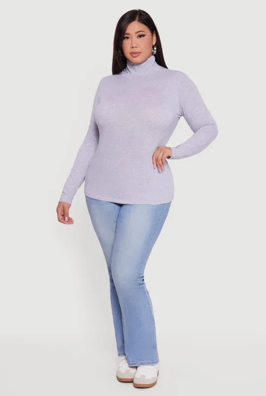 Plus Size Ruched Funnel Neck Long Sleeve Top sold by Rainbow