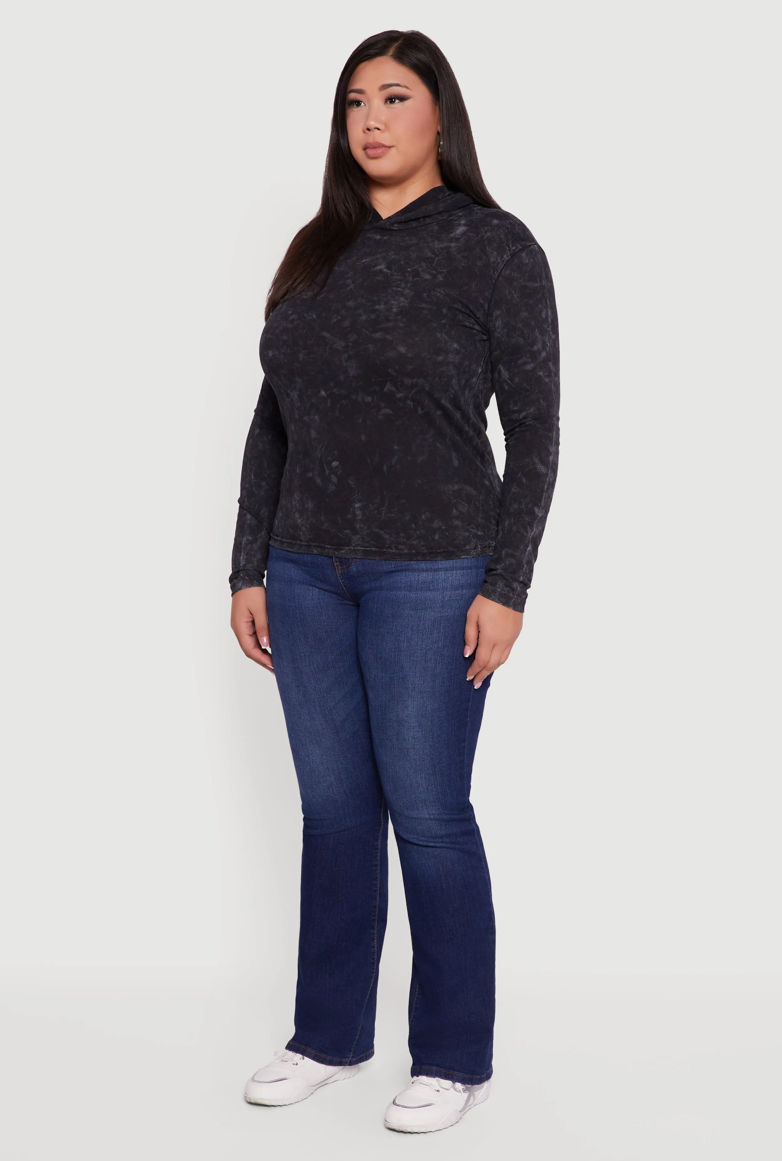 Plus Size Acid Wash Long Sleeve Pullover Hoodie sold by Rainbow product image thumbnail 5