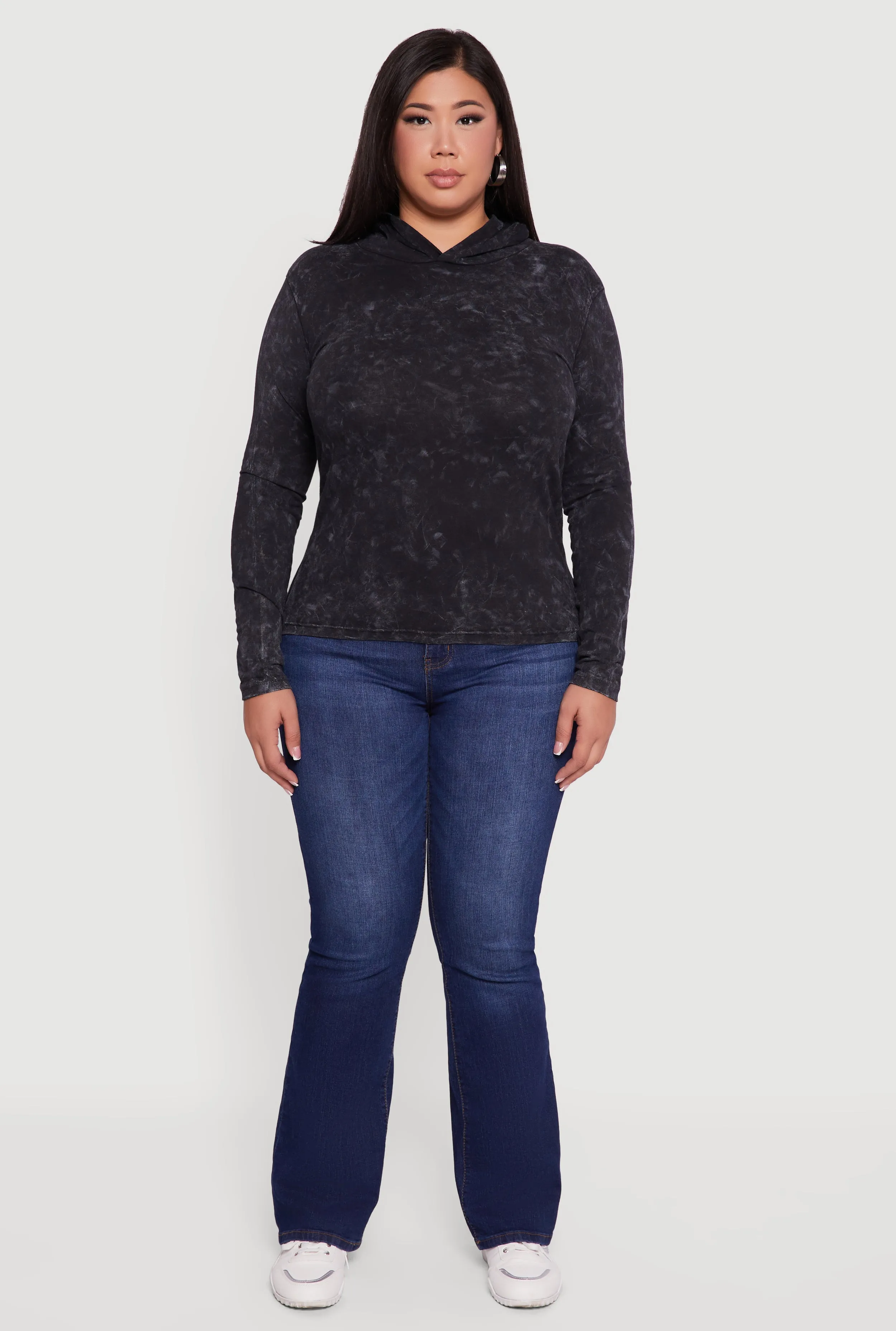 Plus Size Acid Wash Long Sleeve Pullover Hoodie sold by Rainbow product image thumbnail 3