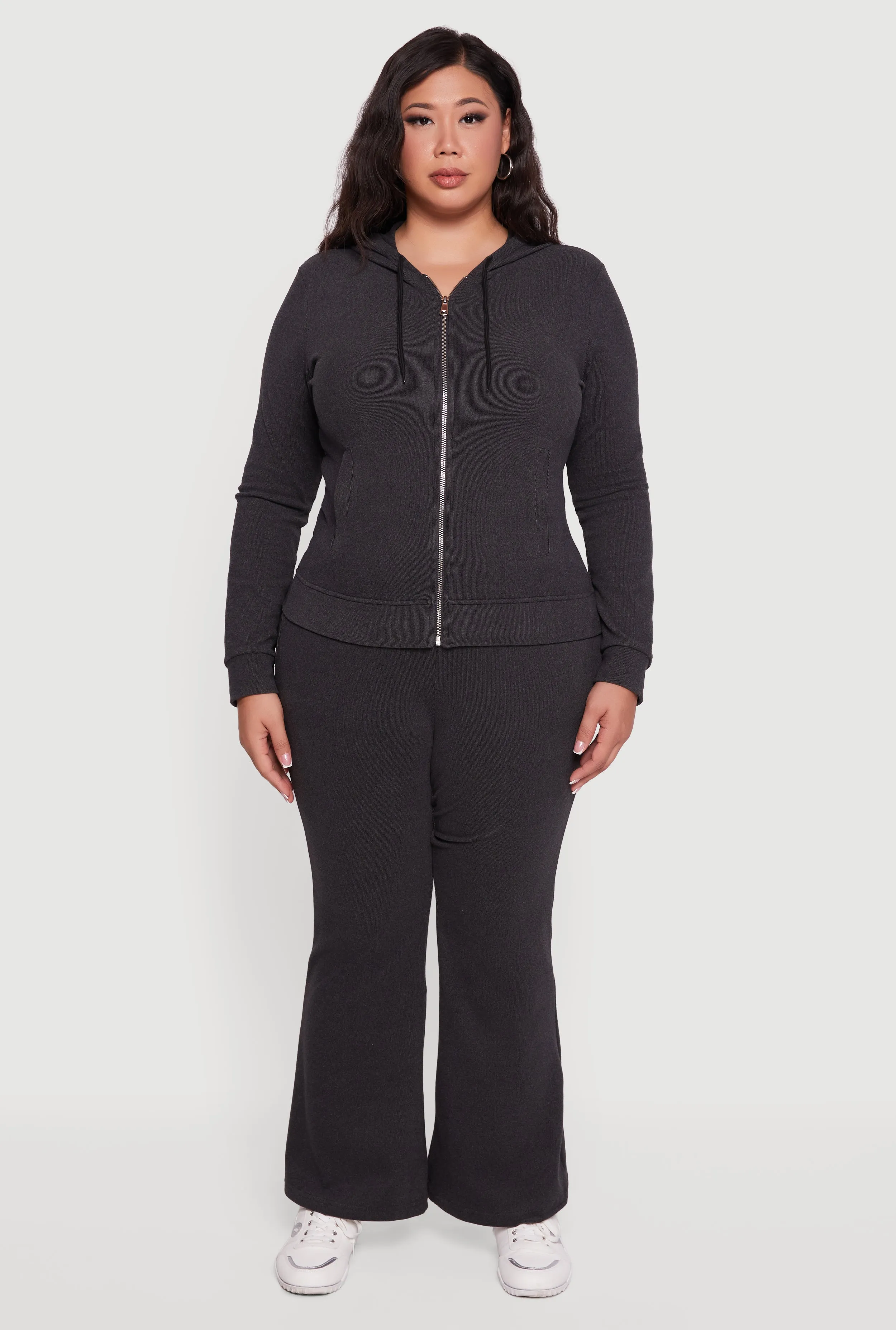 Plus Size Soft Ribbed Knit Flared Sweatpants sold by Rainbow