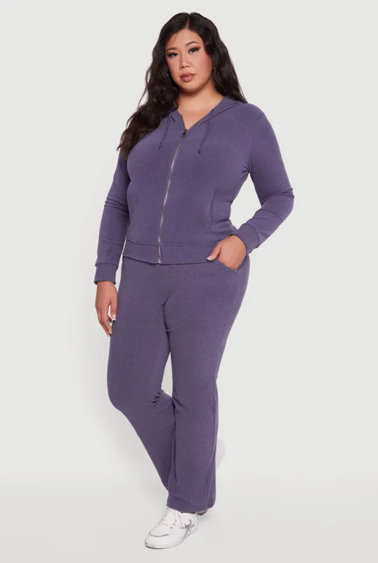 Plus Size Soft Ribbed Knit Flared Sweatpants sold by Rainbow