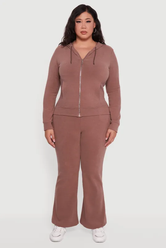 Plus Size Soft Ribbed Knit Flared Sweatpants sold by Rainbow