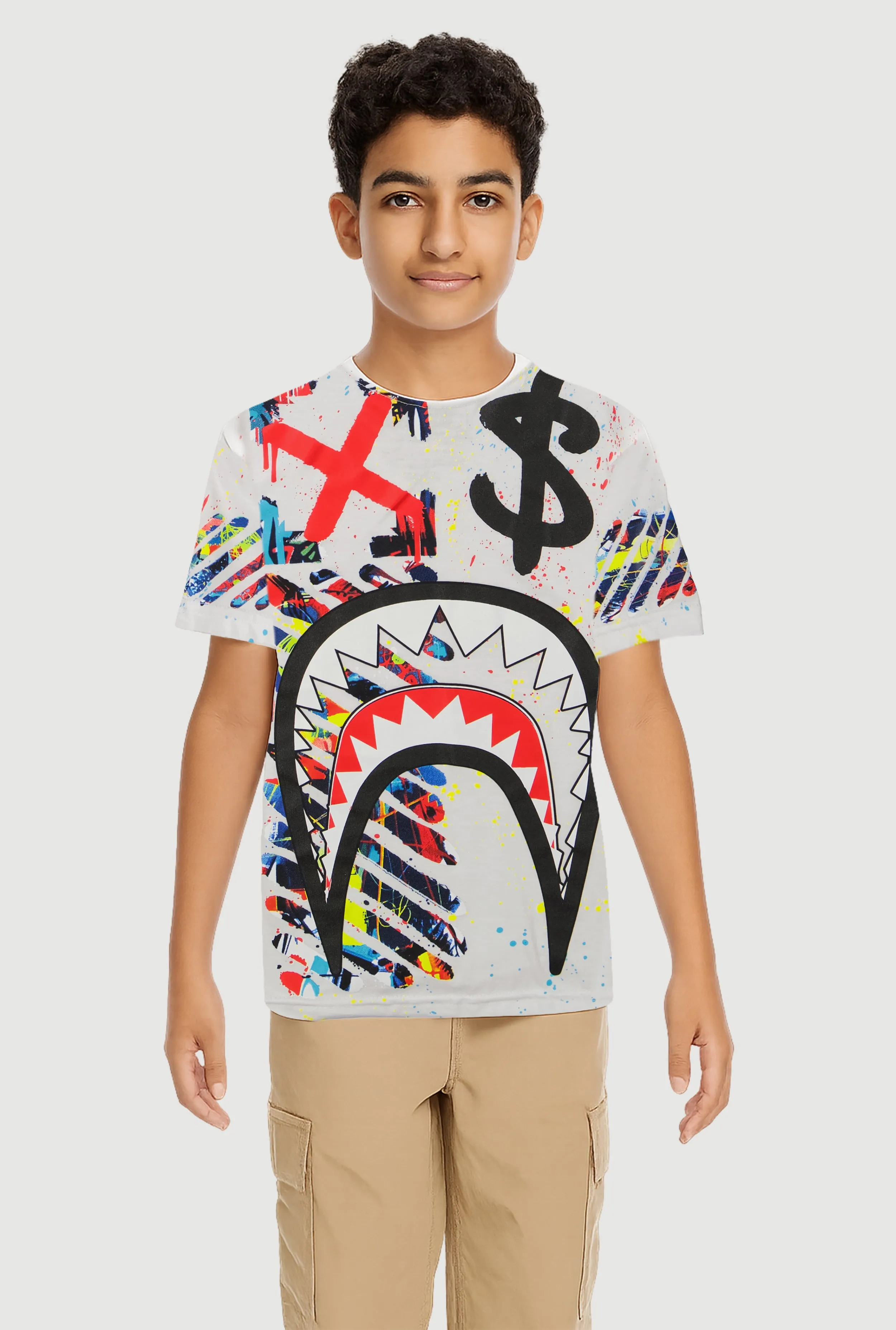 Boys Paint Splatter Sharkbite Graphic Tee sold by Rainbow