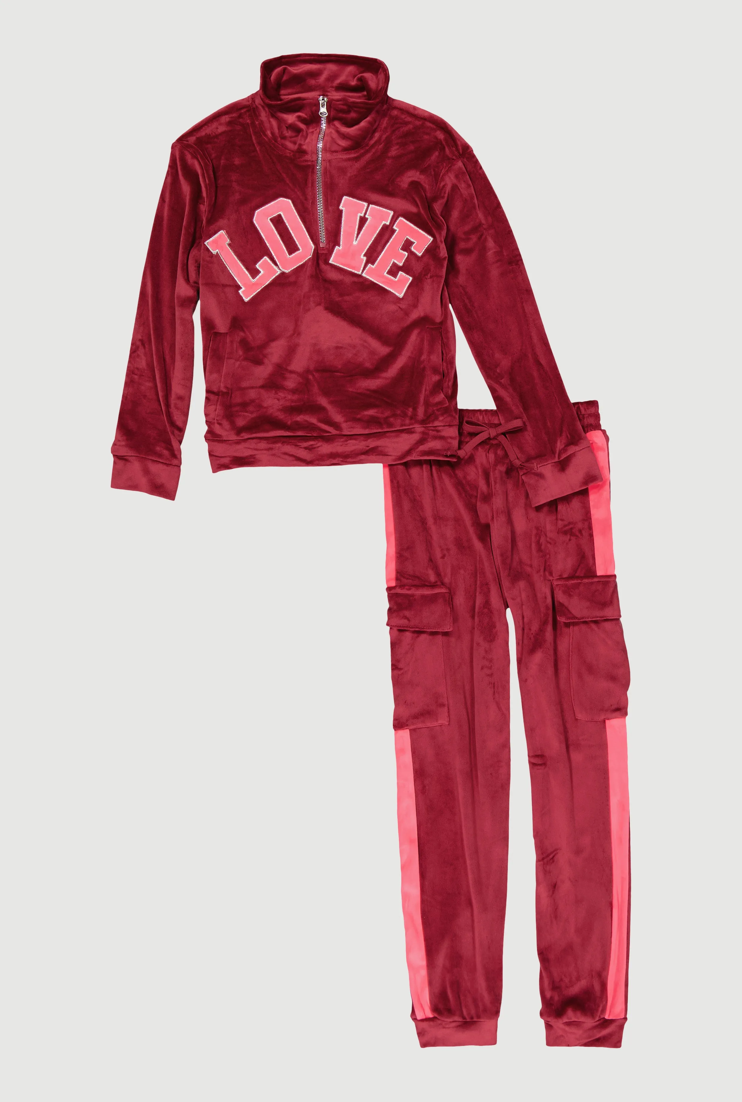 Girls Velour Love Graphic Sweatshirt and Cargo Joggers sold by Rainbow product image thumbnail 2