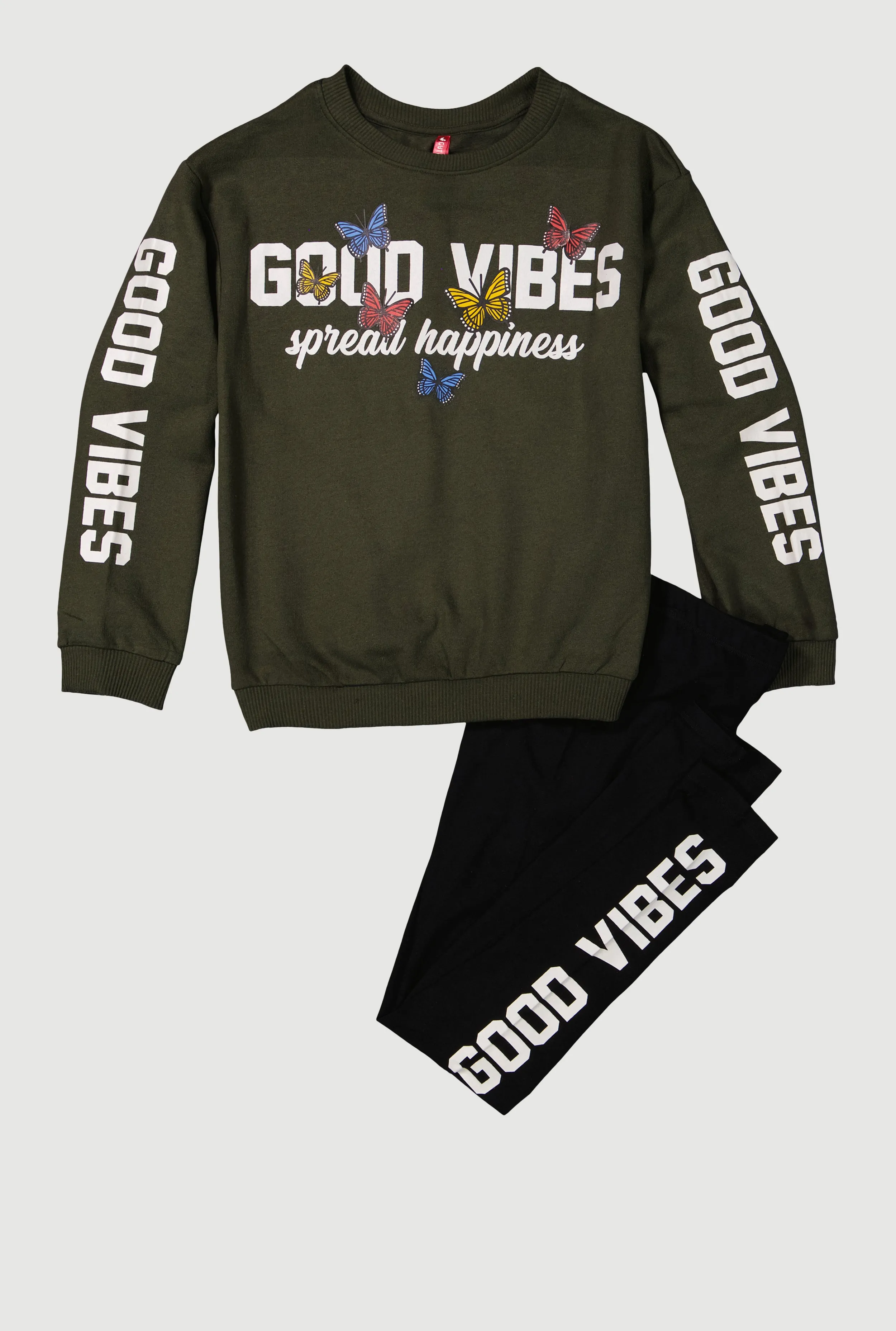 Girls Good Vibes Spread Happiness Sweatshirt and Leggings sold by Rainbow product image thumbnail 2