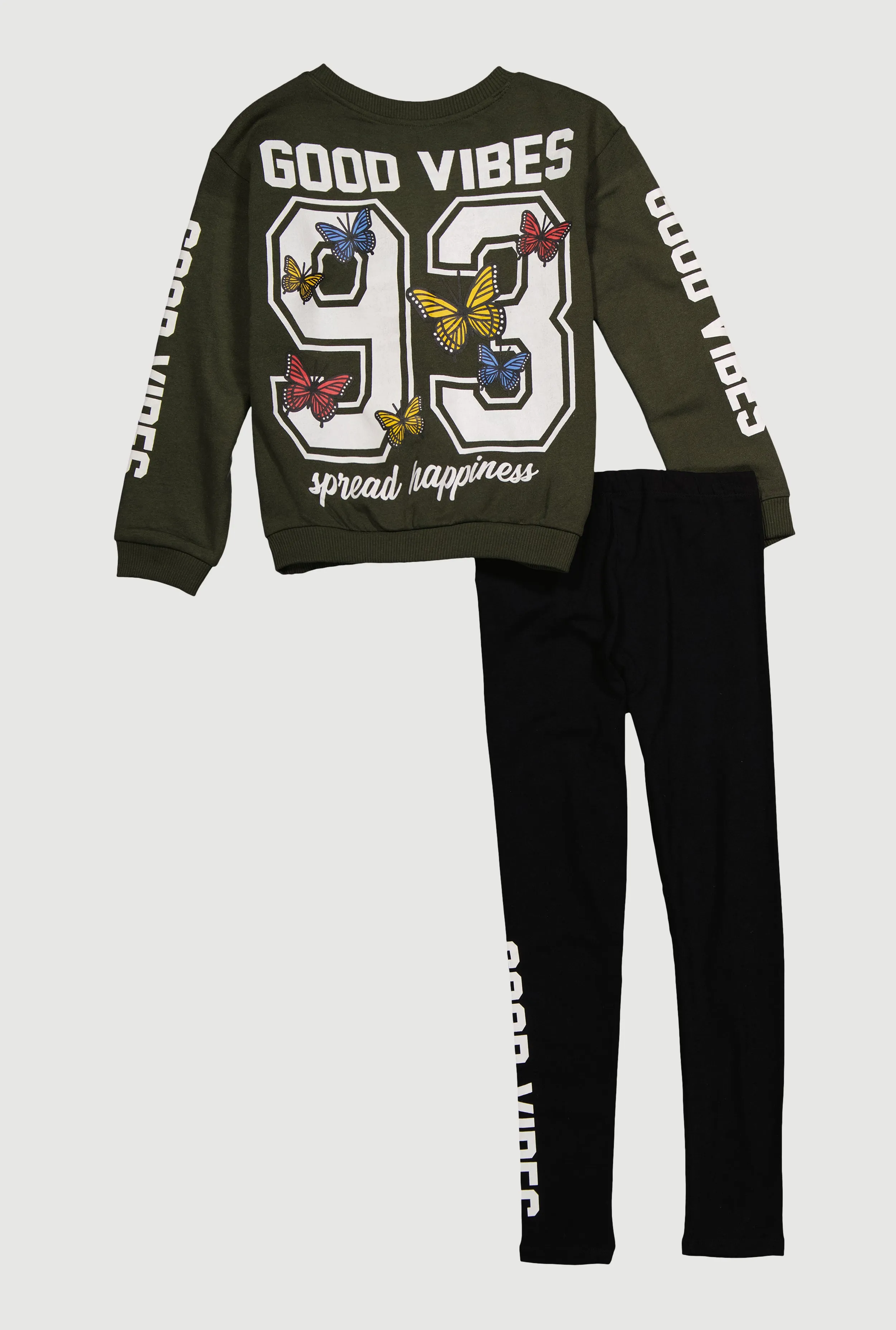 Girls Good Vibes Spread Happiness Sweatshirt and Leggings sold by Rainbow product image thumbnail 3