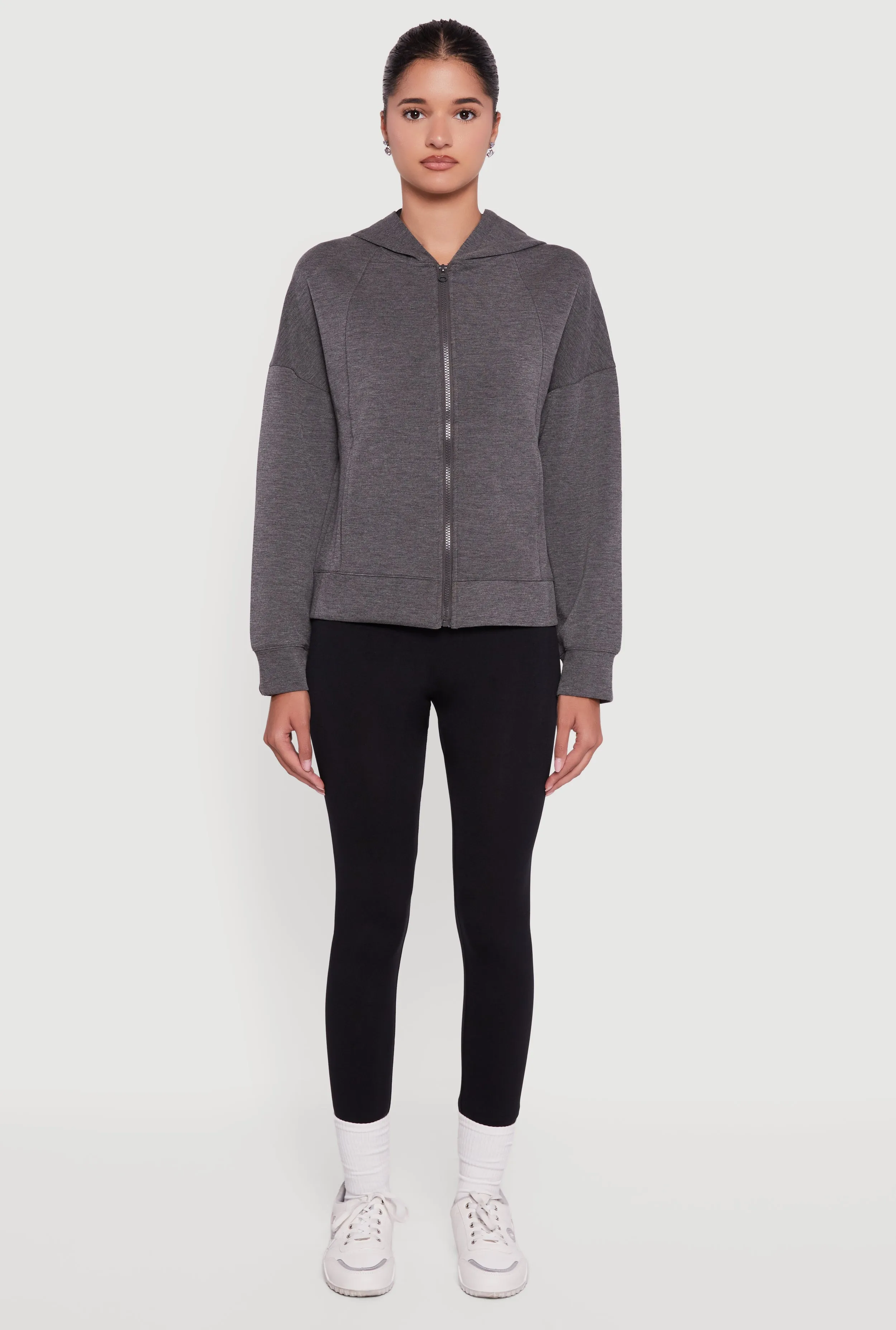 Drop Shoulder Long Sleeve Zip Front Hoodie sold by Rainbow product image thumbnail 3