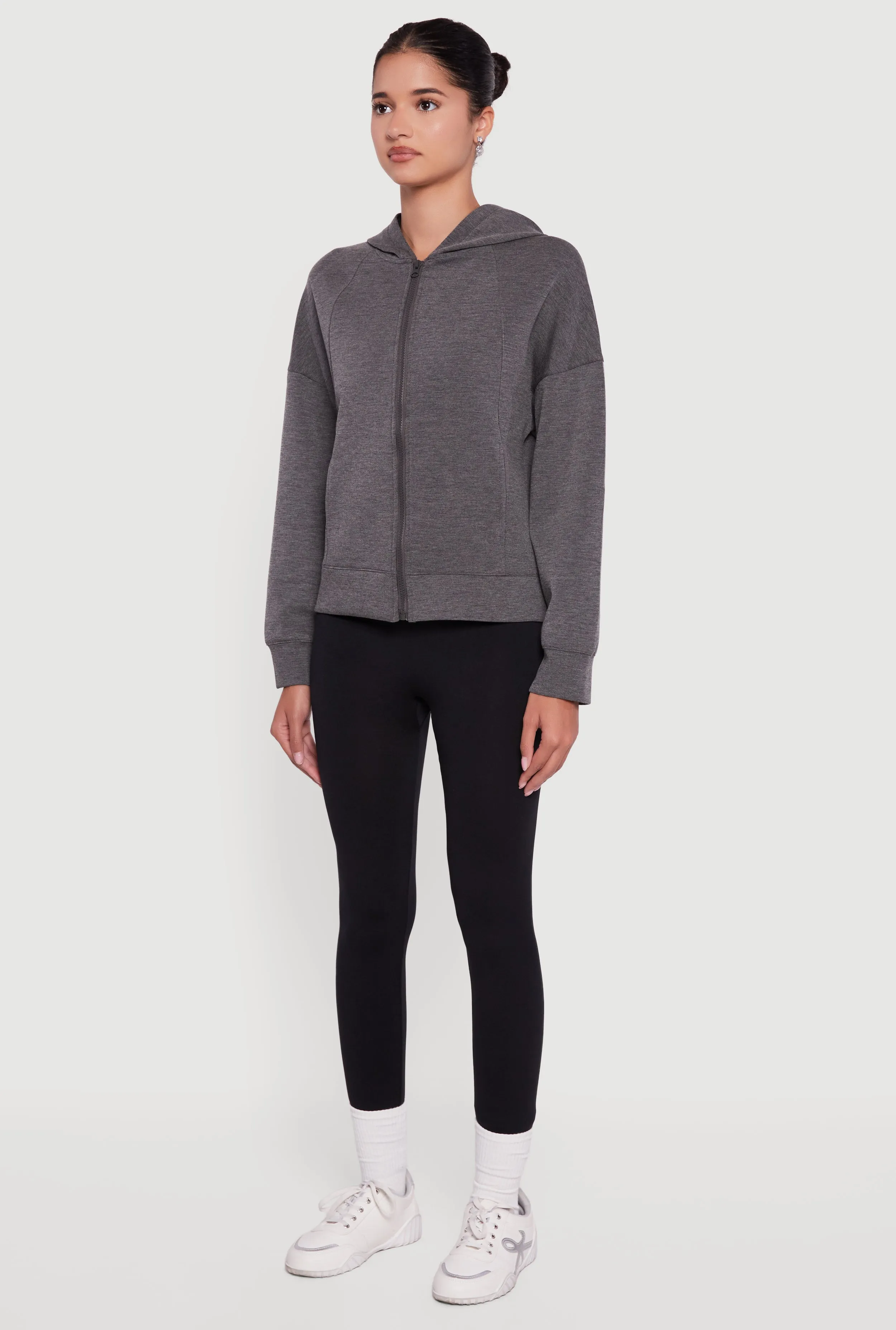 Drop Shoulder Long Sleeve Zip Front Hoodie sold by Rainbow product image thumbnail 5