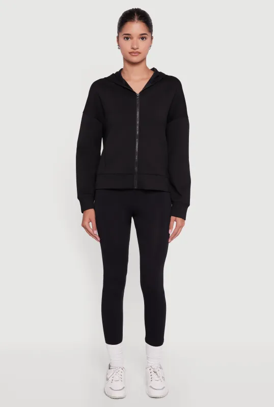 Drop Shoulder Long Sleeve Zip Front Hoodie sold by Rainbow