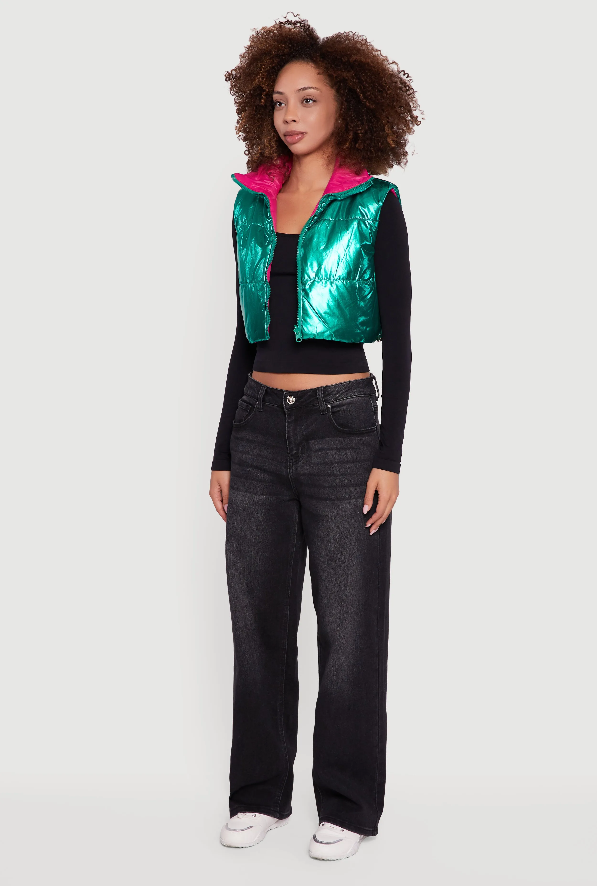 Foiled Metallic Cropped Puffer Vest sold by Rainbow product image thumbnail 5