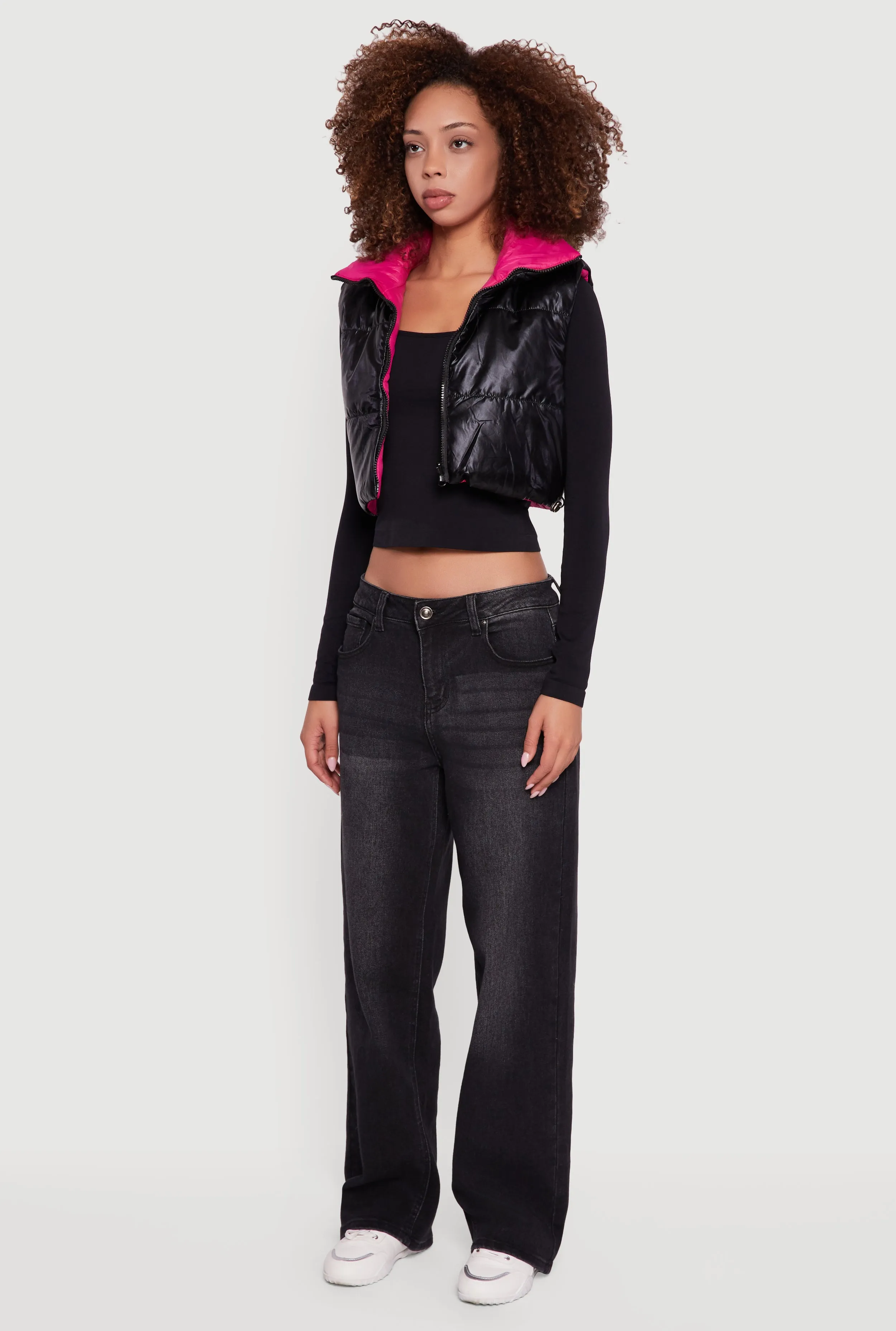 Foiled Metallic Cropped Puffer Vest sold by Rainbow product image thumbnail 5