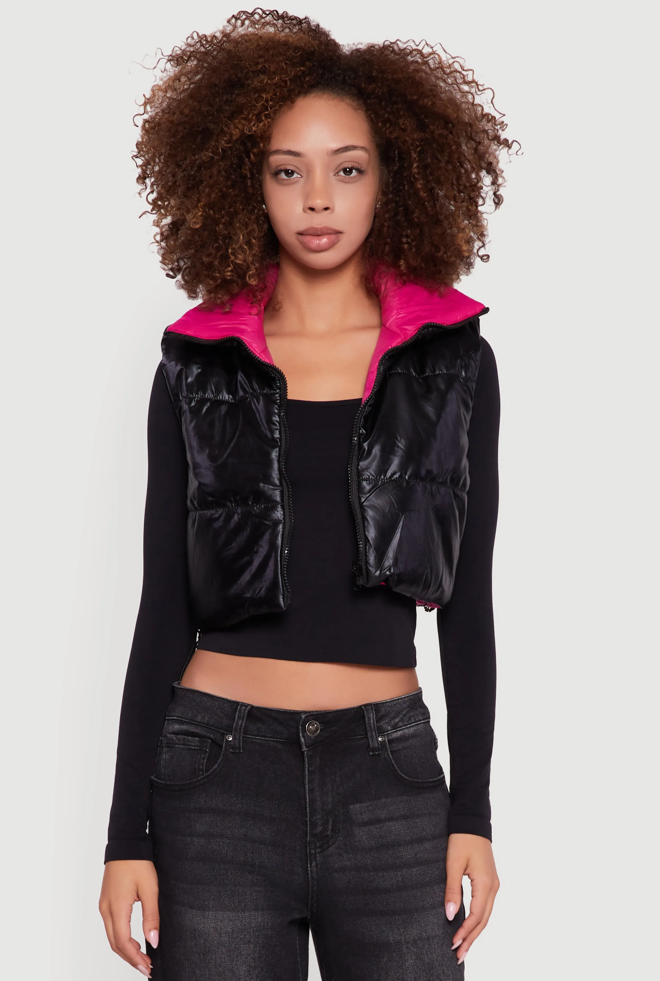 Foiled Metallic Cropped Puffer Vest sold by Rainbow product image thumbnail 2