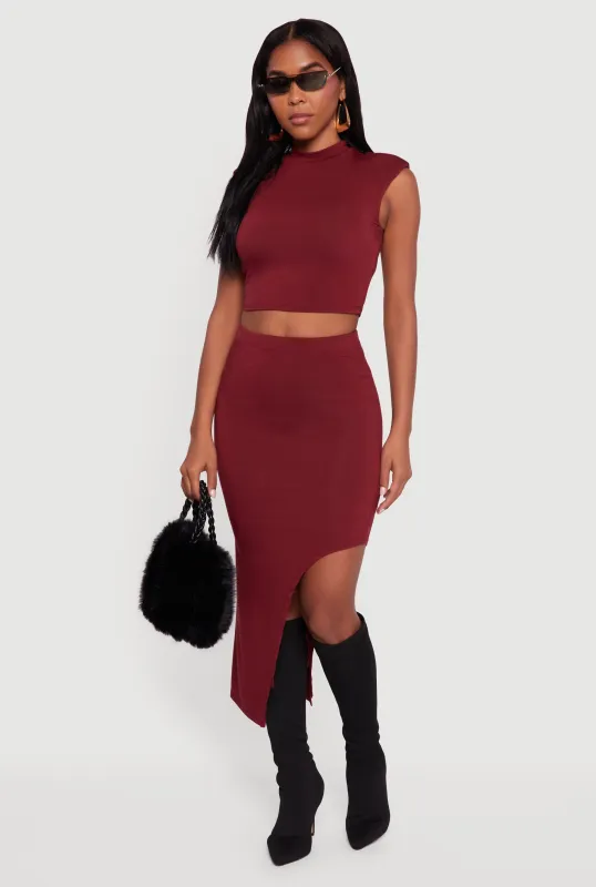High Waisted Asymmetrical Midi Skirt sold by Rainbow