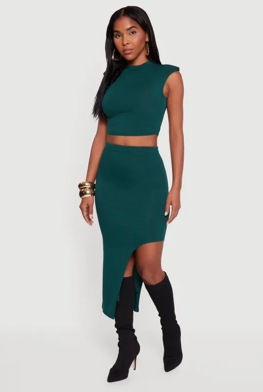 High Waisted Asymmetrical Midi Skirt sold by Rainbow