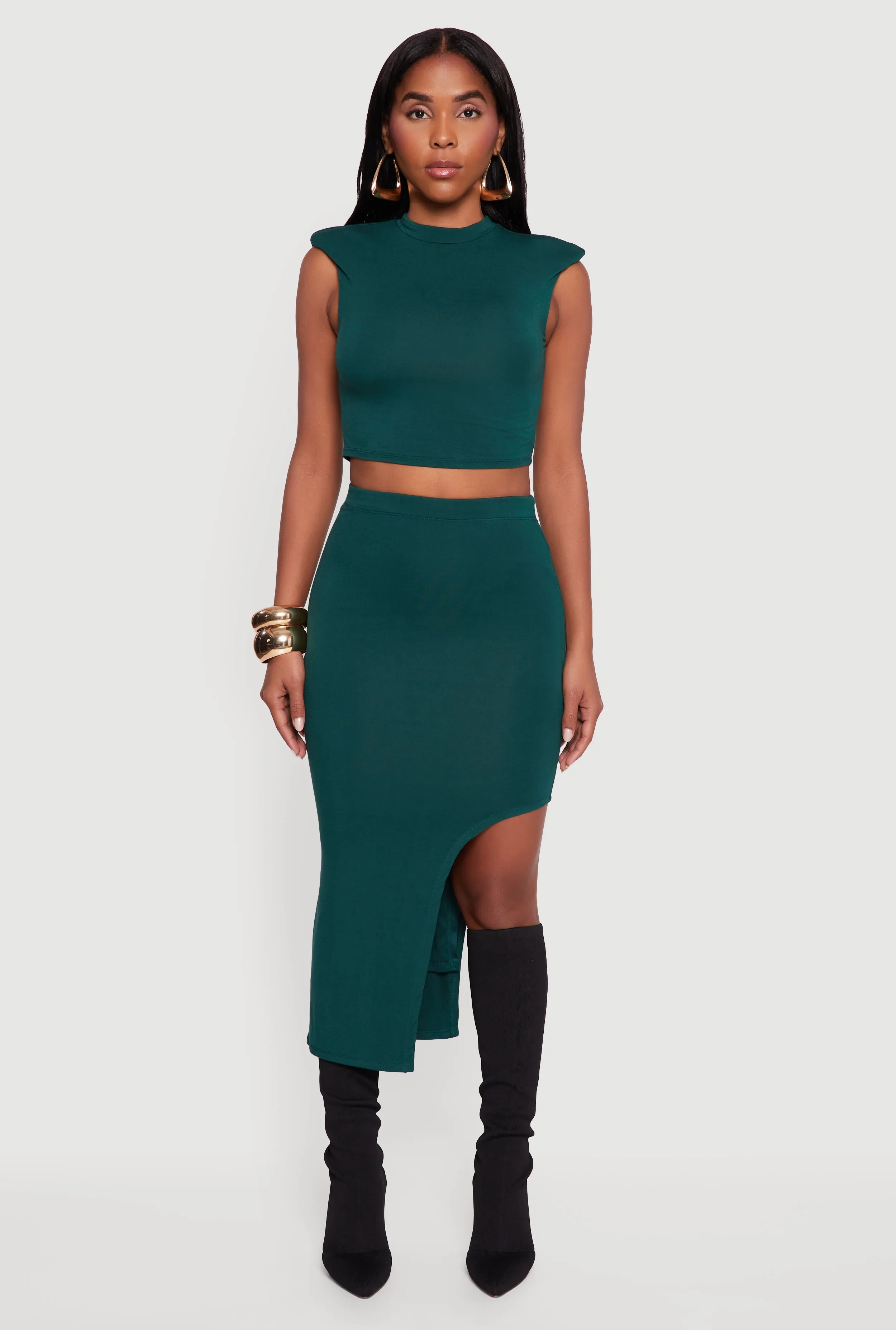 High Waisted Asymmetrical Midi Skirt sold by Rainbow product image thumbnail 2