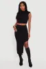 High Waisted Asymmetrical Midi Skirt sold by Rainbow