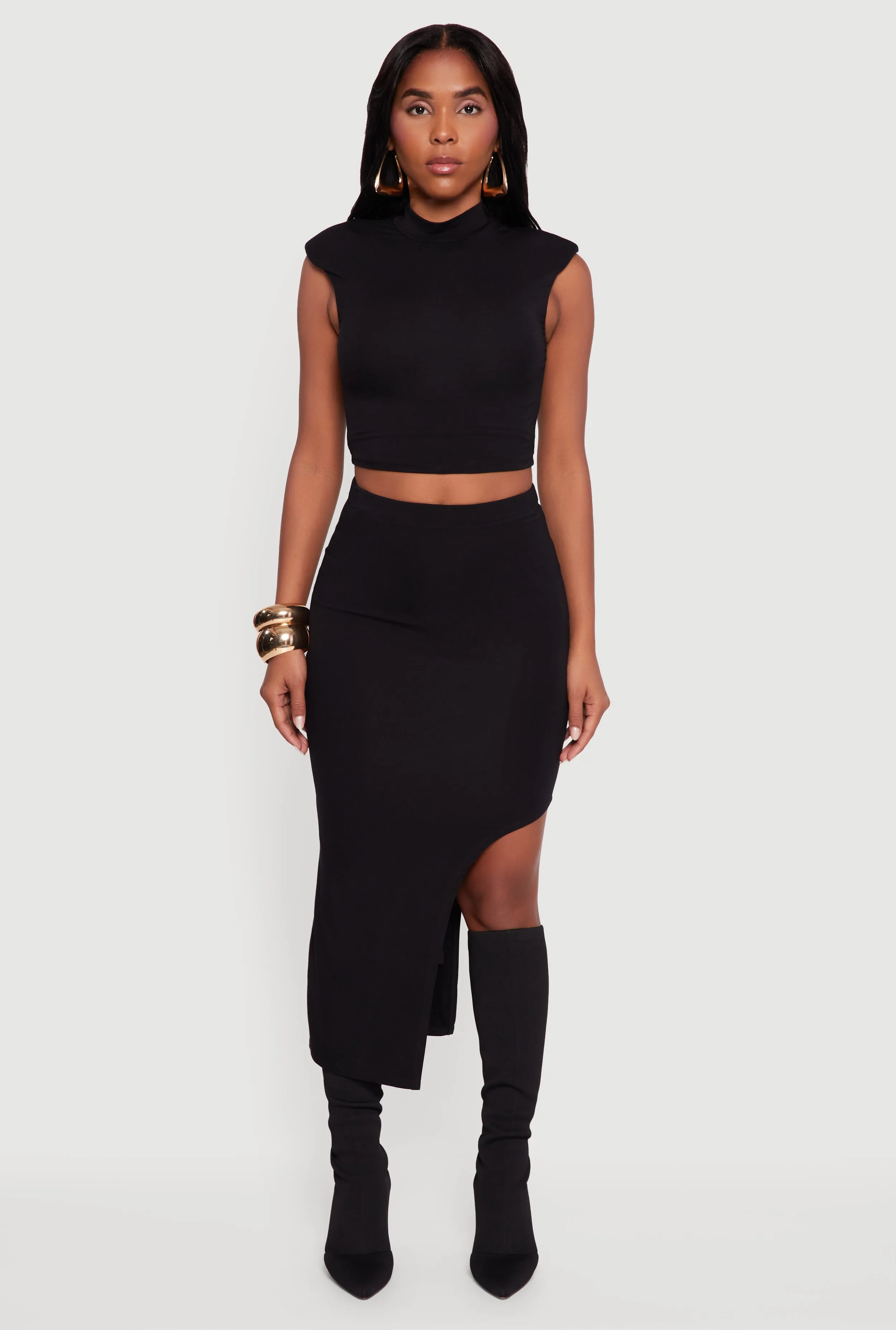 High Waisted Asymmetrical Midi Skirt sold by Rainbow product image thumbnail 2