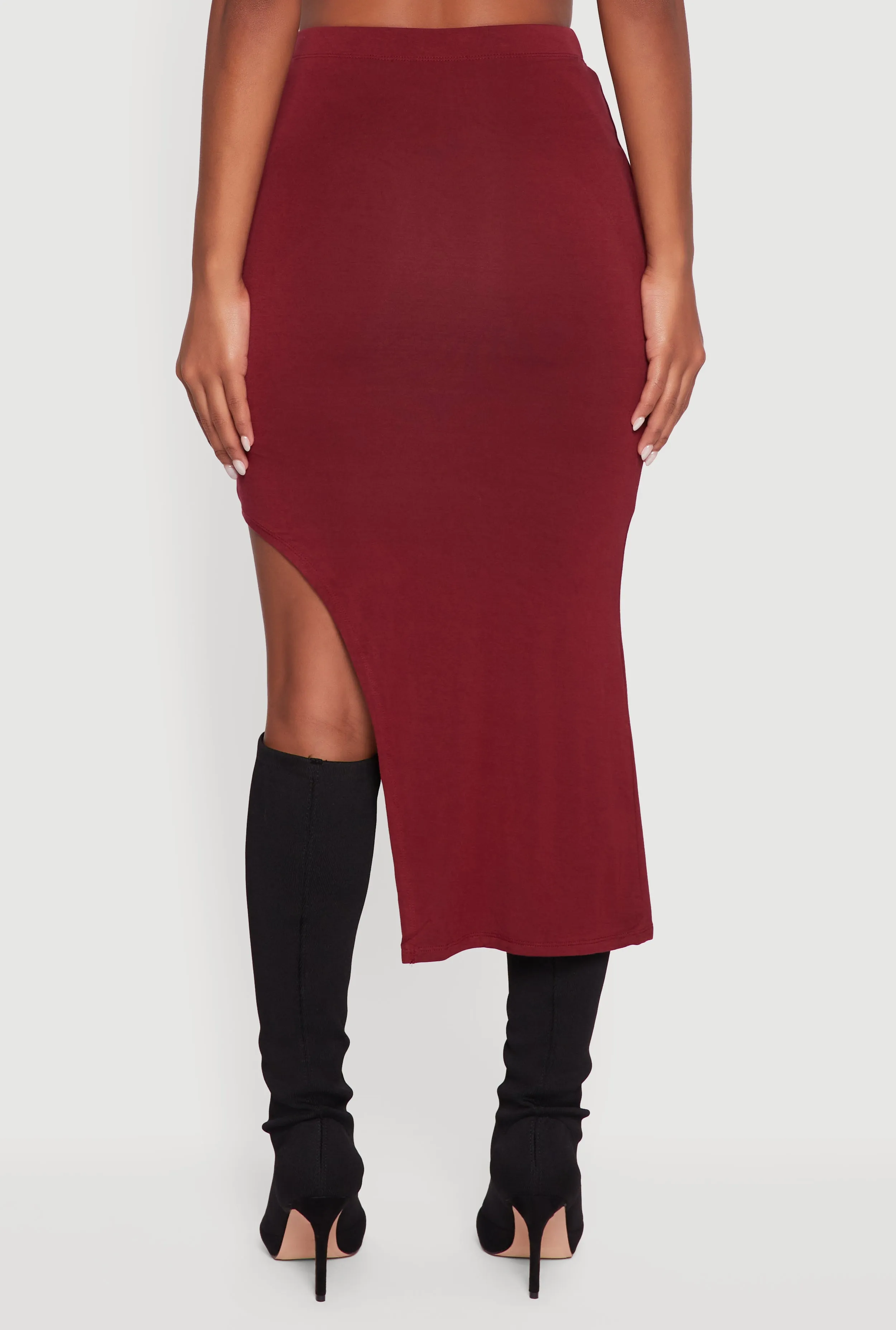 High Waisted Asymmetrical Midi Skirt sold by Rainbow product image thumbnail 5