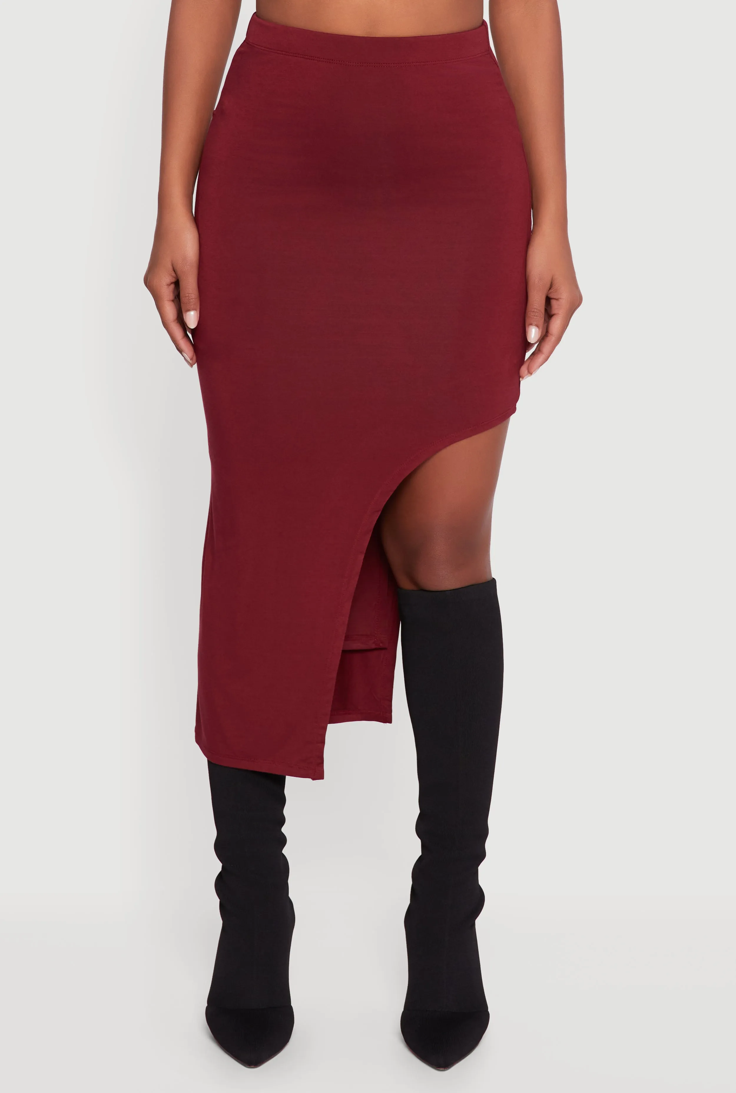 High Waisted Asymmetrical Midi Skirt sold by Rainbow product image thumbnail 3