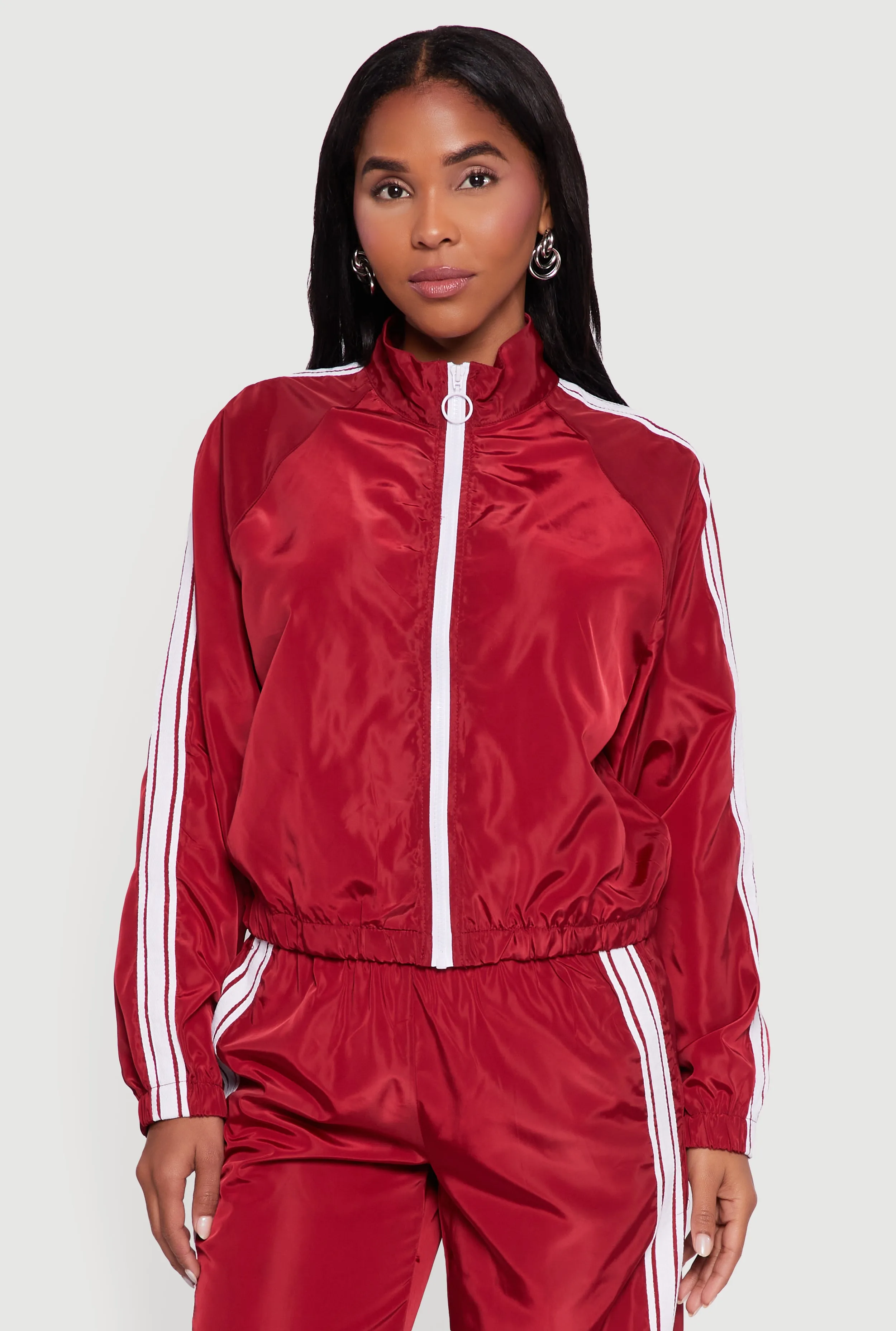 Almost Famous Mock Neck Zip Front Track Jacket sold by Rainbow product image thumbnail 3