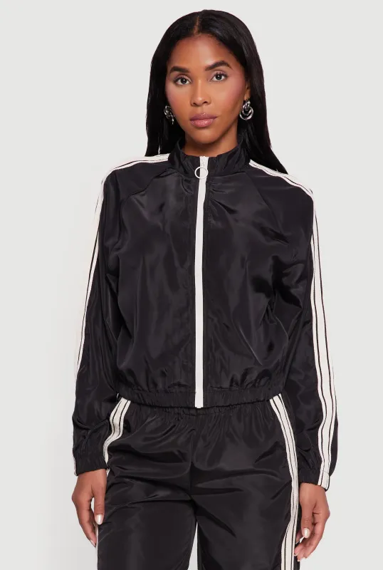 Almost Famous Mock Neck Zip Front Track Jacket sold by Rainbow