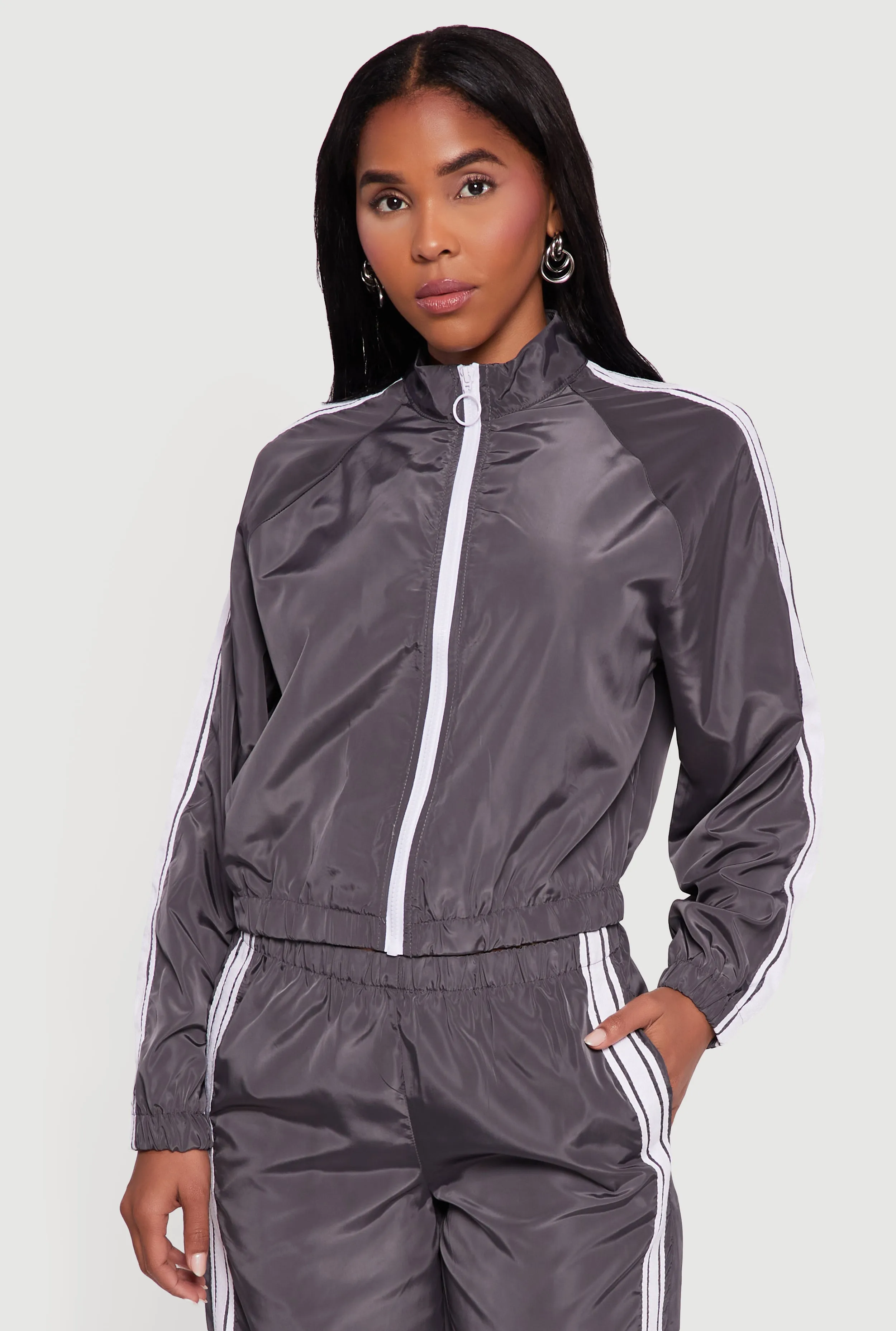 Almost Famous Mock Neck Zip Front Track Jacket sold by Rainbow product image thumbnail 2