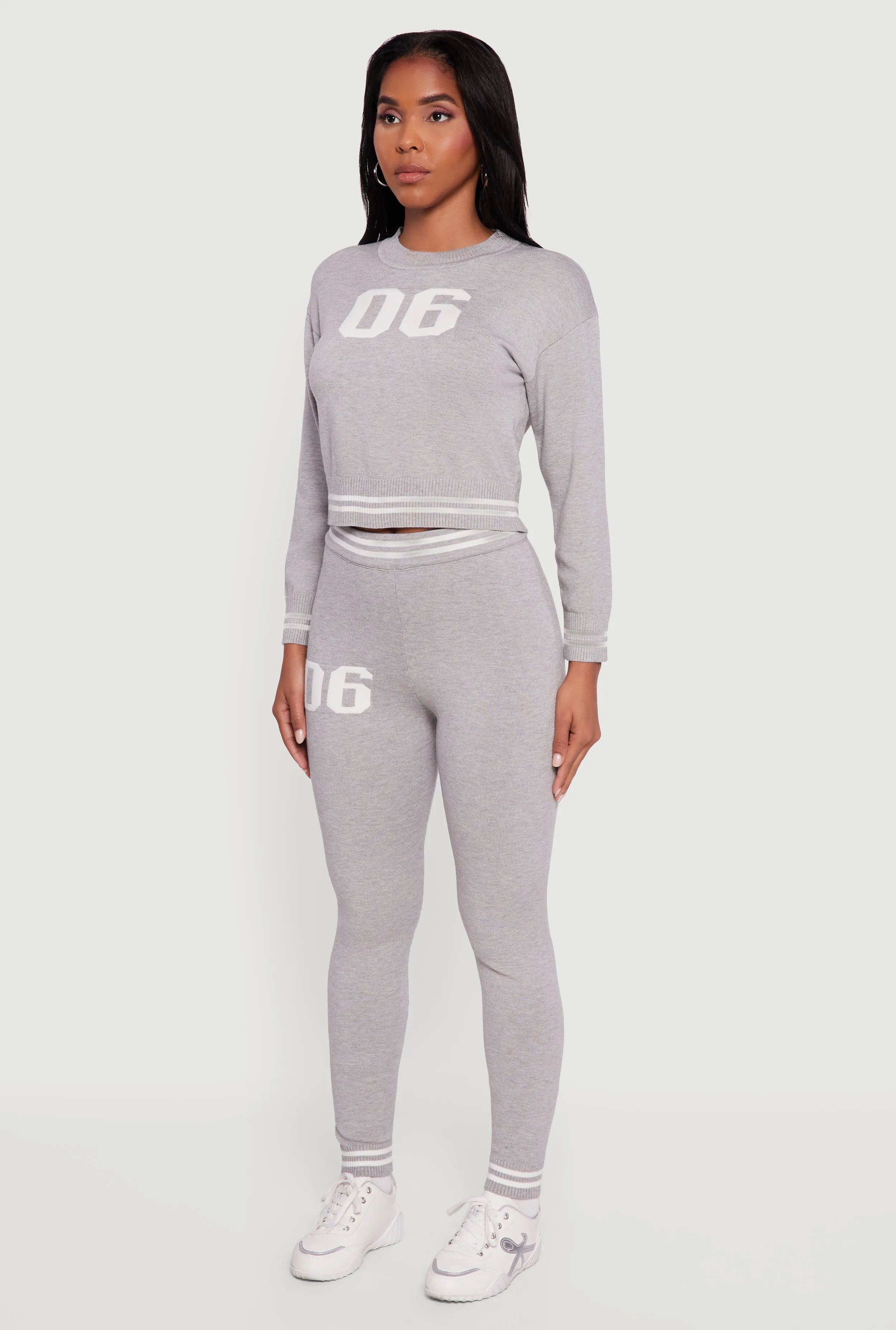 06 Graphic Varsity Stripe Long Sleeve Crew Neck Sweater sold by Rainbow product image thumbnail 5