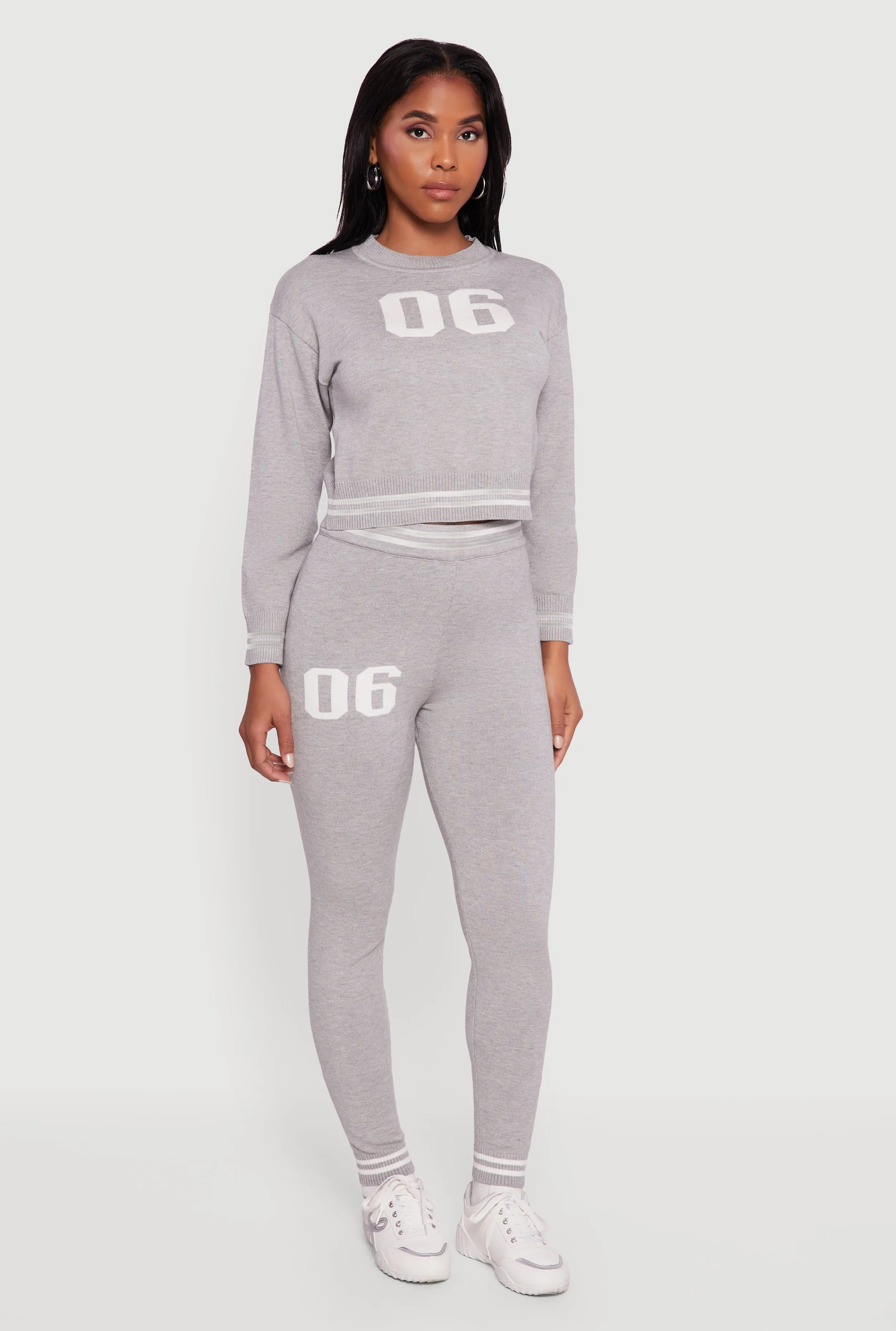 06 Graphic Varsity Stripe Long Sleeve Crew Neck Sweater sold by Rainbow product image thumbnail 3