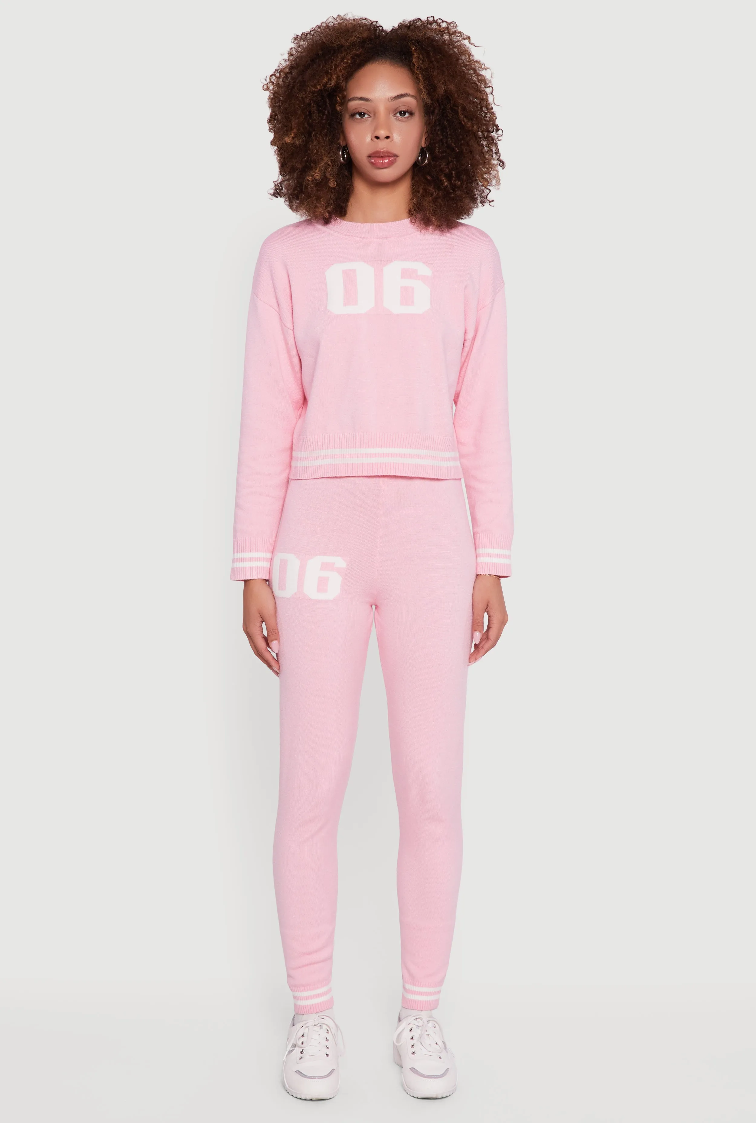 06 Graphic Varsity Stripe Long Sleeve Crew Neck Sweater sold by Rainbow product image thumbnail 3