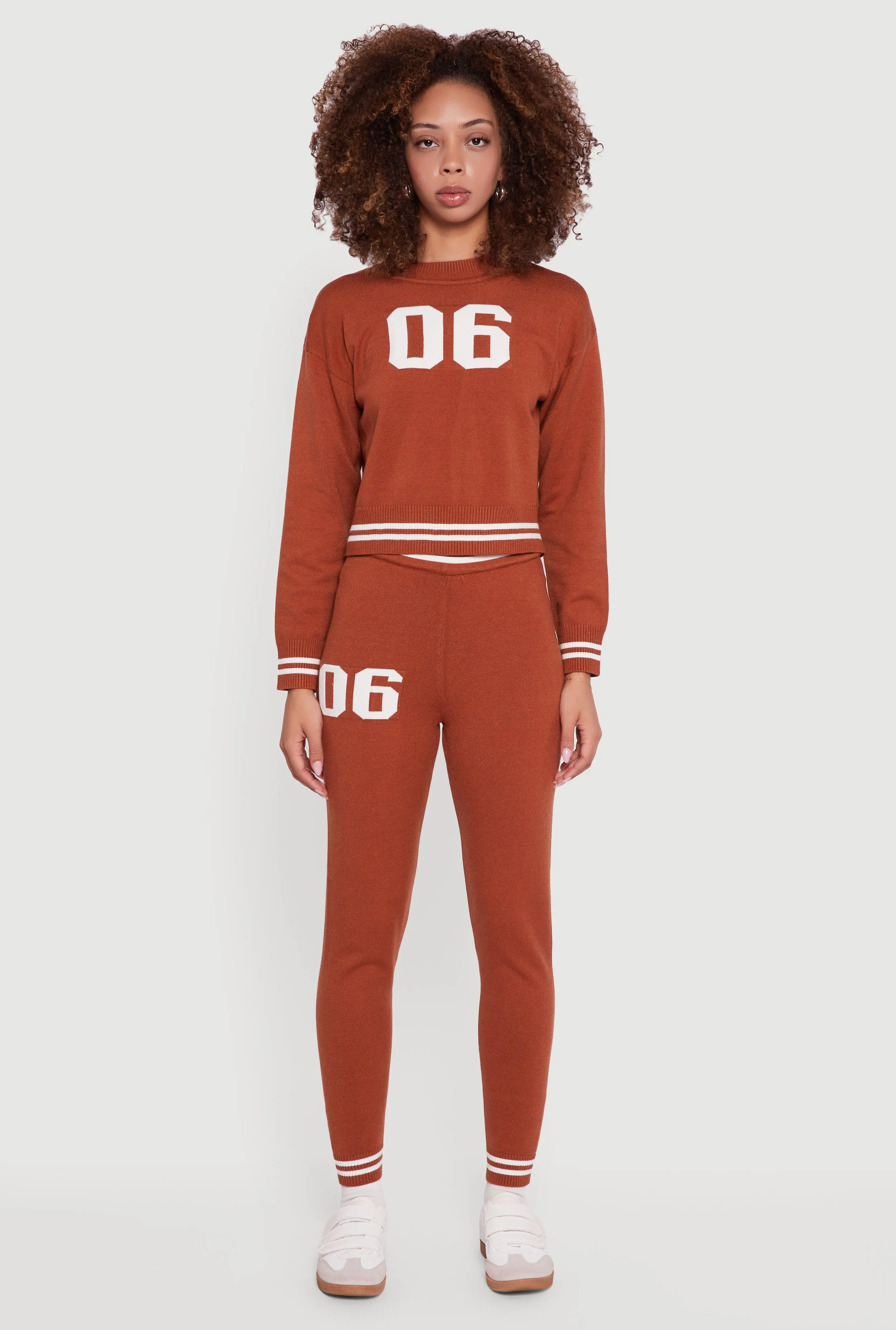 06 Graphic Varsity Stripe Long Sleeve Crew Neck Sweater sold by Rainbow product image thumbnail 3