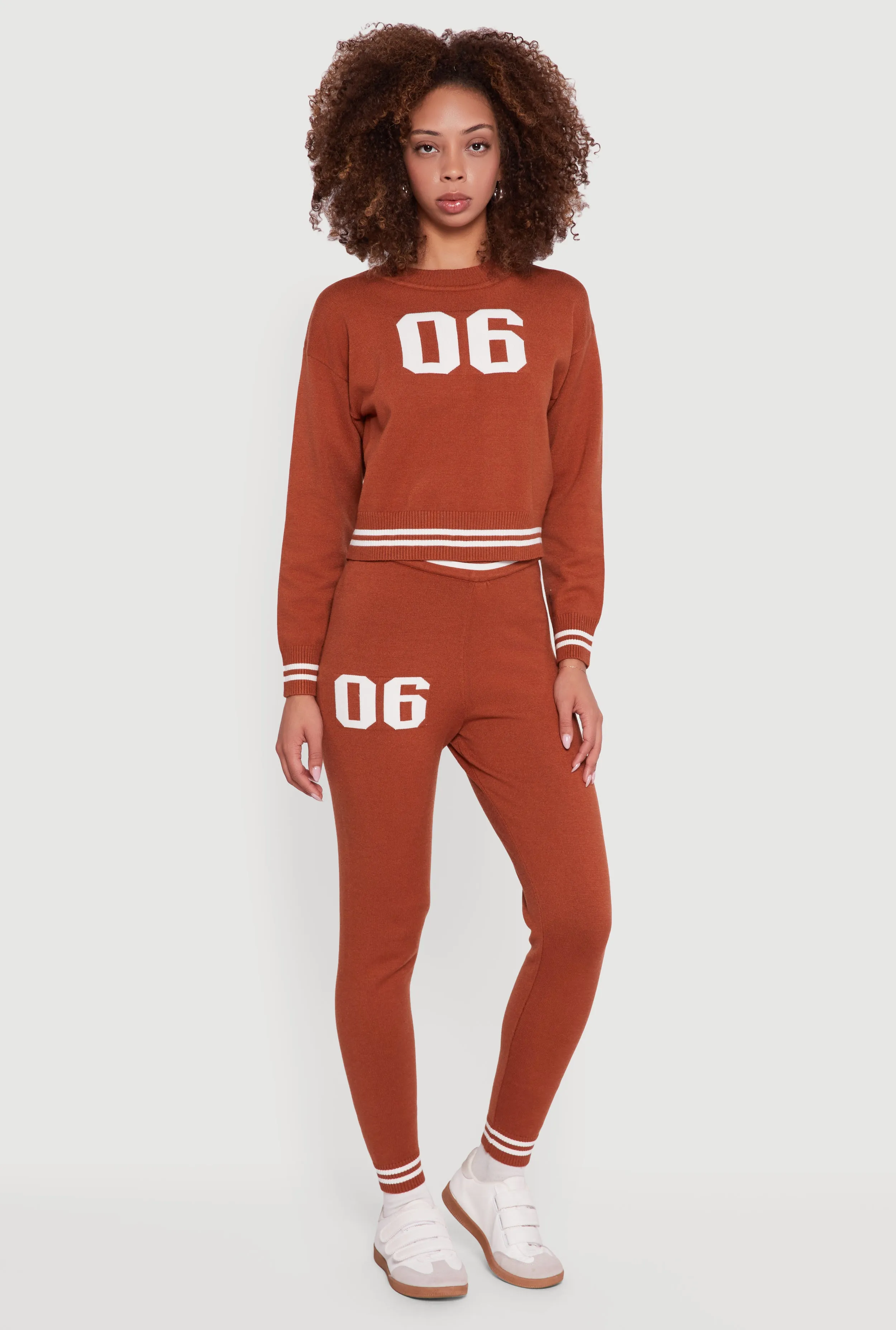 06 Graphic Varsity Stripe Long Sleeve Crew Neck Sweater sold by Rainbow product image thumbnail 2