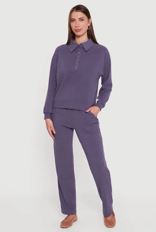 Brushed Rib Knit Drawstring Waist Straight Leg Sweatpants sold by Rainbow