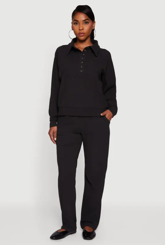 Brushed Rib Knit Drawstring Waist Straight Leg Sweatpants sold by Rainbow