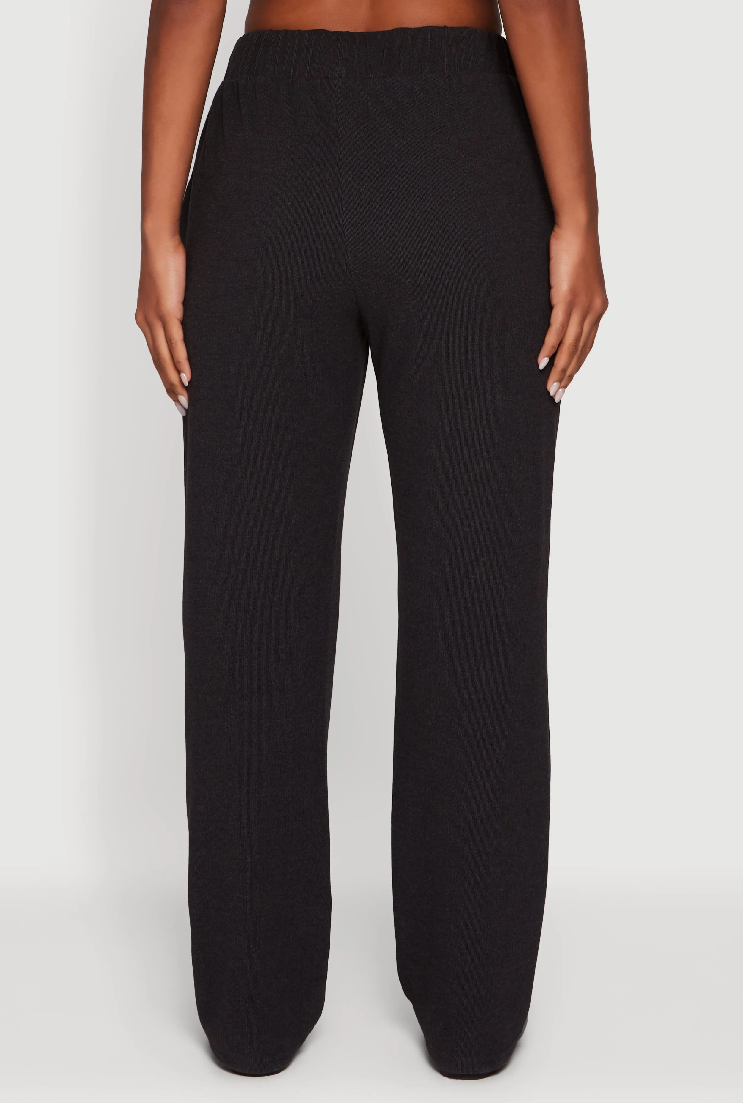 Brushed Rib Knit Drawstring Waist Straight Leg Sweatpants sold by Rainbow product image thumbnail 5