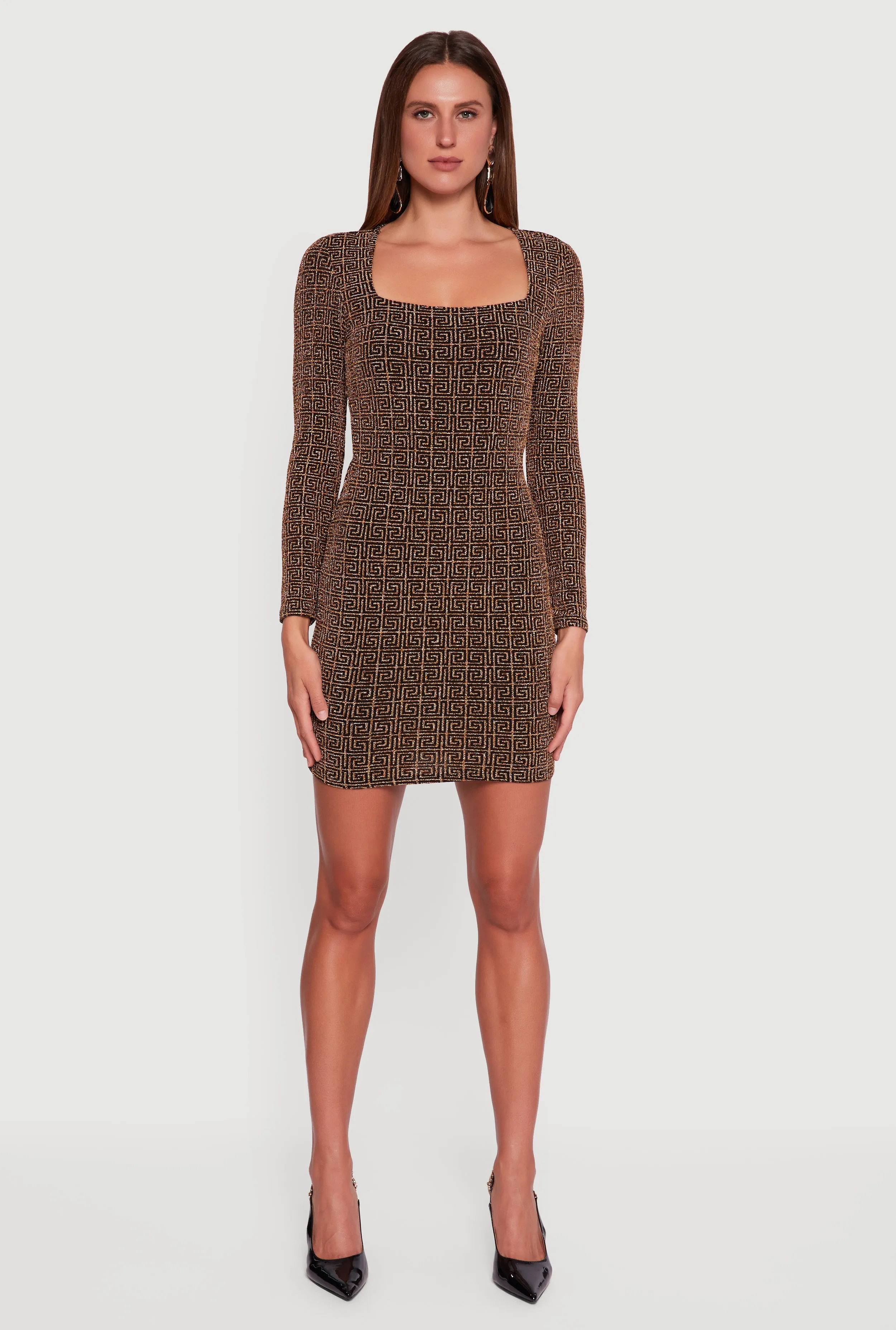 Almost Famous Patterned Lurex Open Tie Back Mini Dress sold by Rainbow product image thumbnail 2