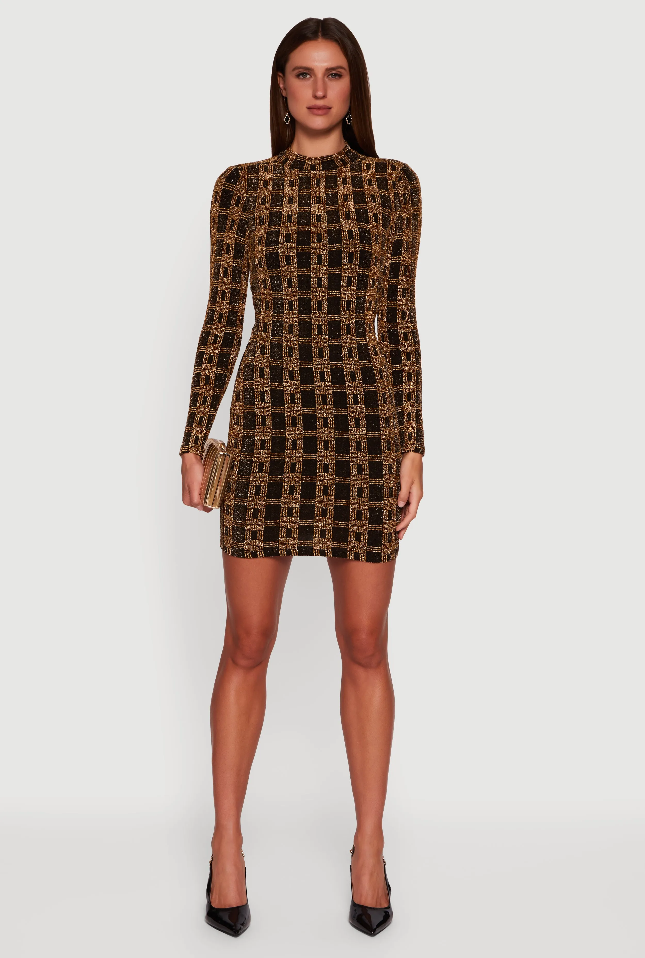 Almost Famous Patterned Lurex Open Tie Back Mini Dress sold by Rainbow product image thumbnail 2