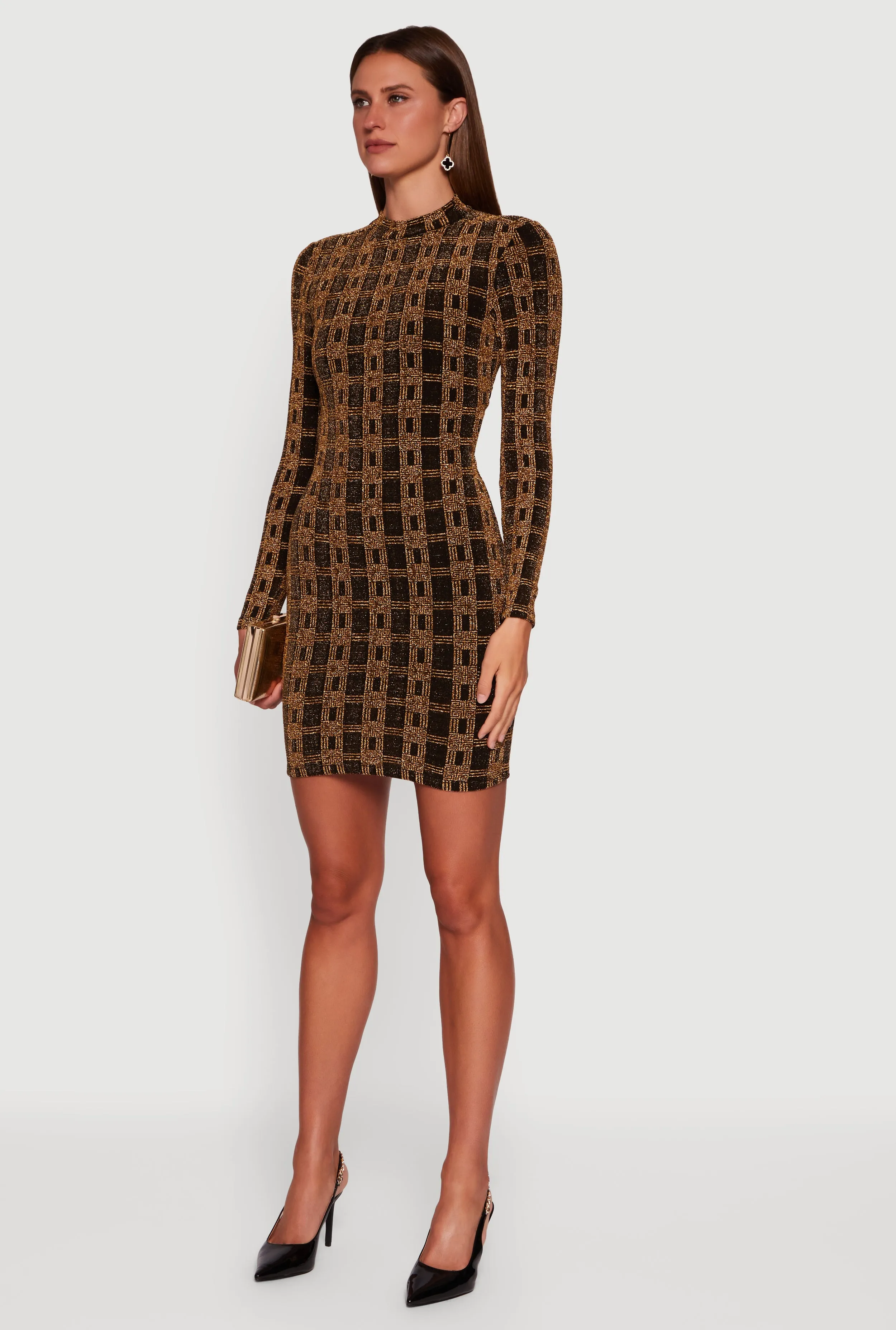 Almost Famous Patterned Lurex Open Tie Back Mini Dress sold by Rainbow product image thumbnail 3