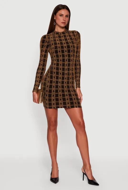 Almost Famous Patterned Lurex Open Tie Back Mini Dress sold by Rainbow