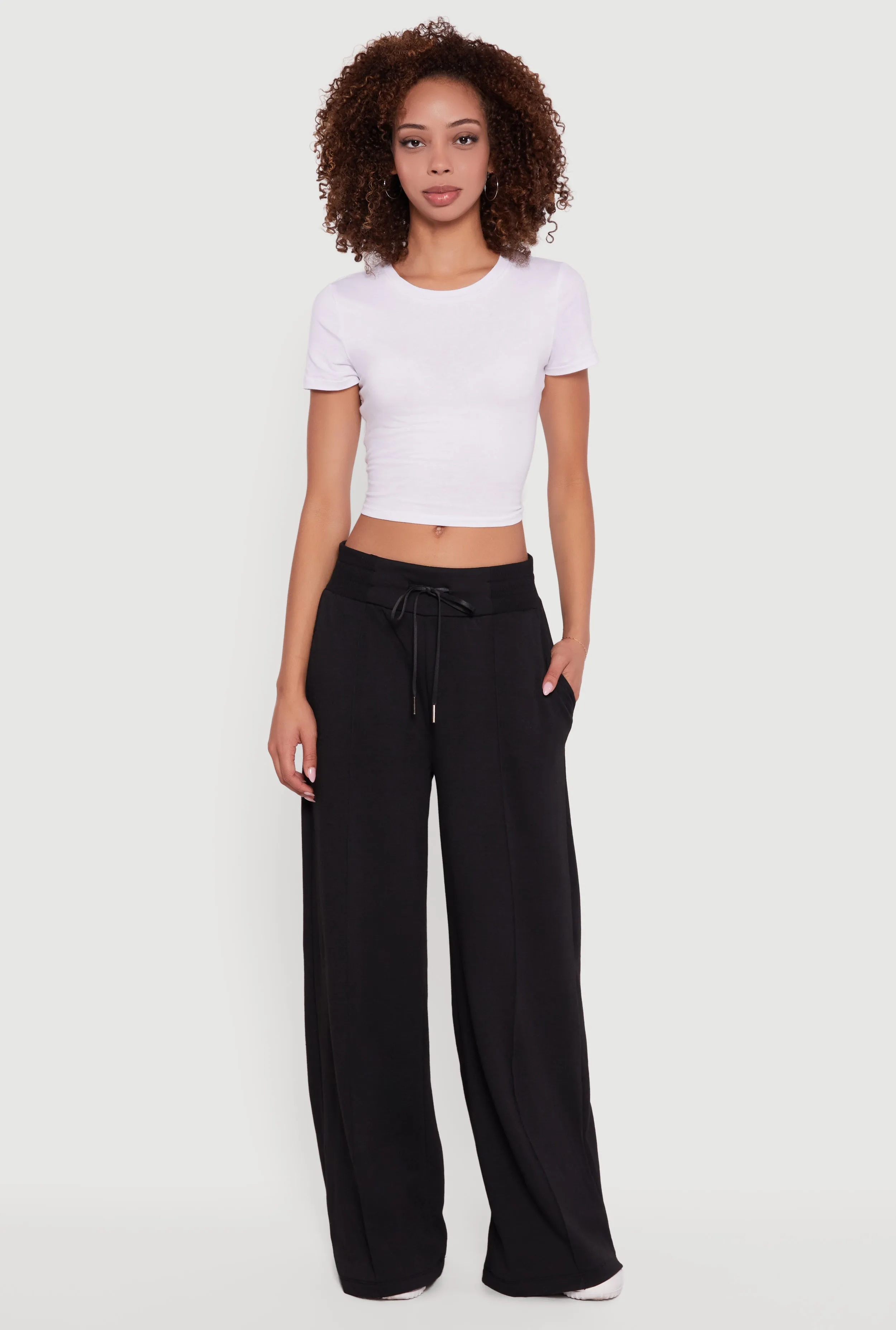 Mid Rise Wide Leg Fleece Lined Sweatpants sold by Rainbow