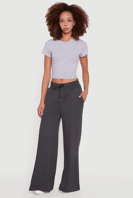Mid Rise Wide Leg Fleece Lined Sweatpants sold by Rainbow