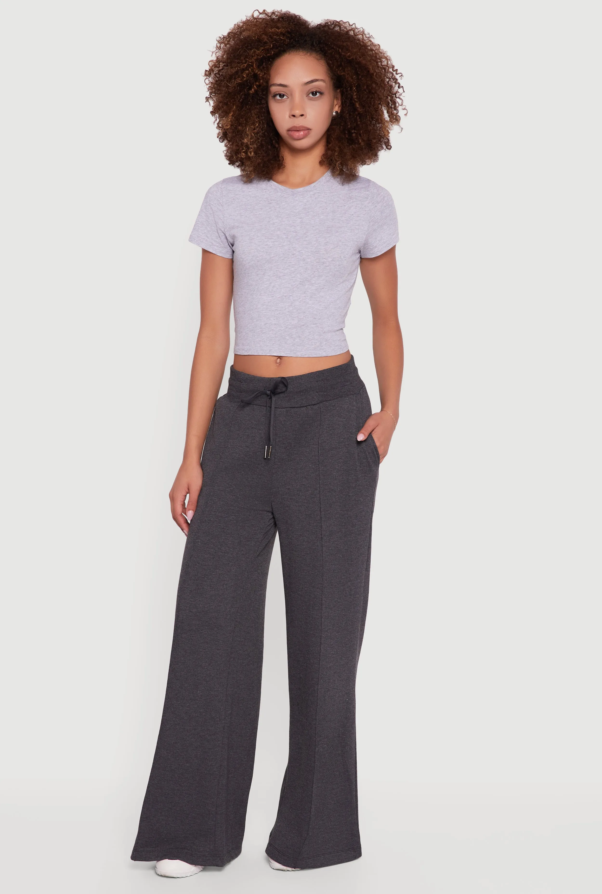 Mid Rise Wide Leg Fleece Lined Sweatpants sold by Rainbow