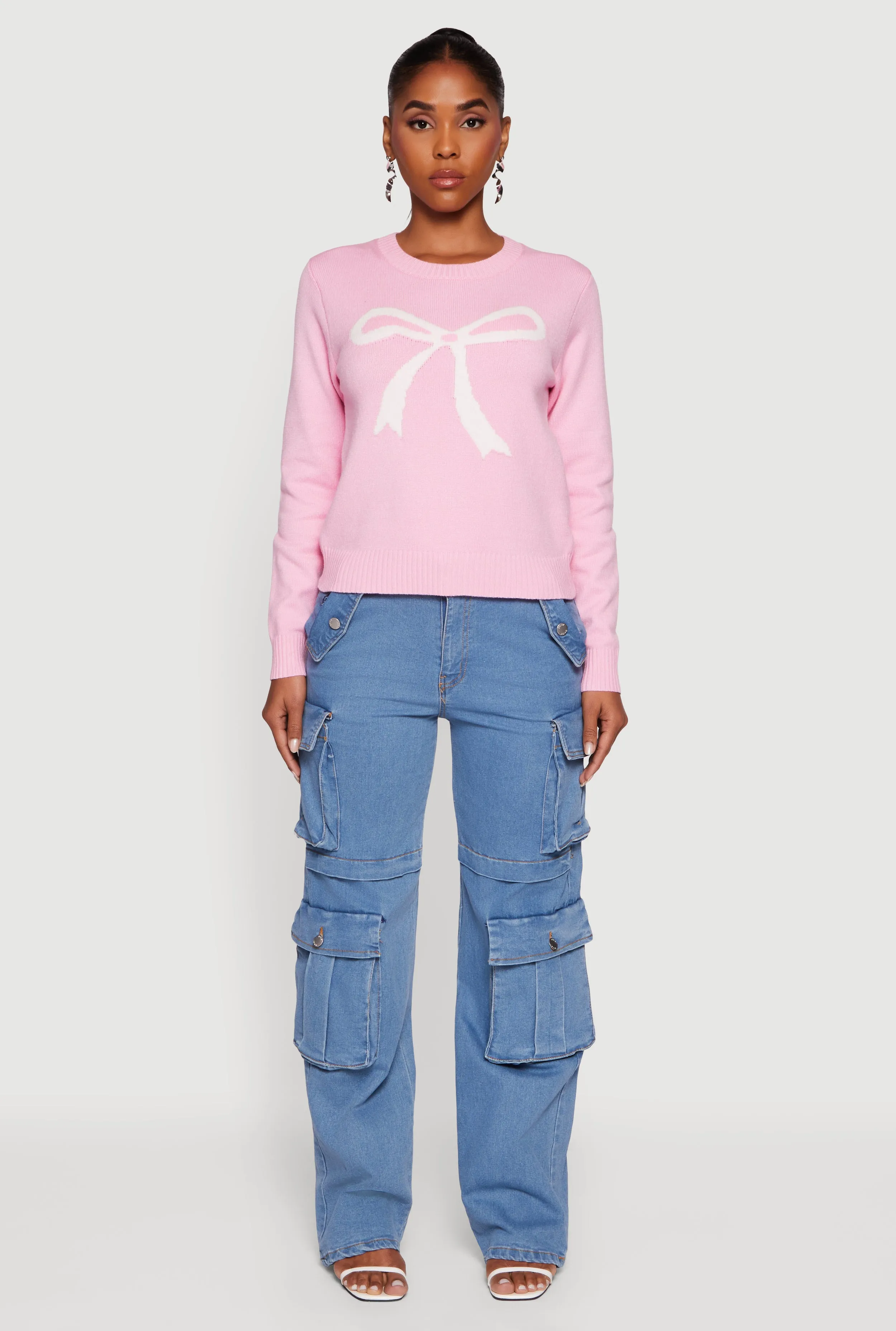 Bow Graphic Long Sleeve Crew Neck Sweater sold by Rainbow product image thumbnail 2