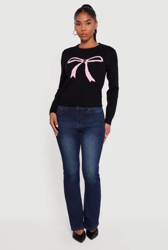 Bow Graphic Long Sleeve Crew Neck Sweater sold by Rainbow