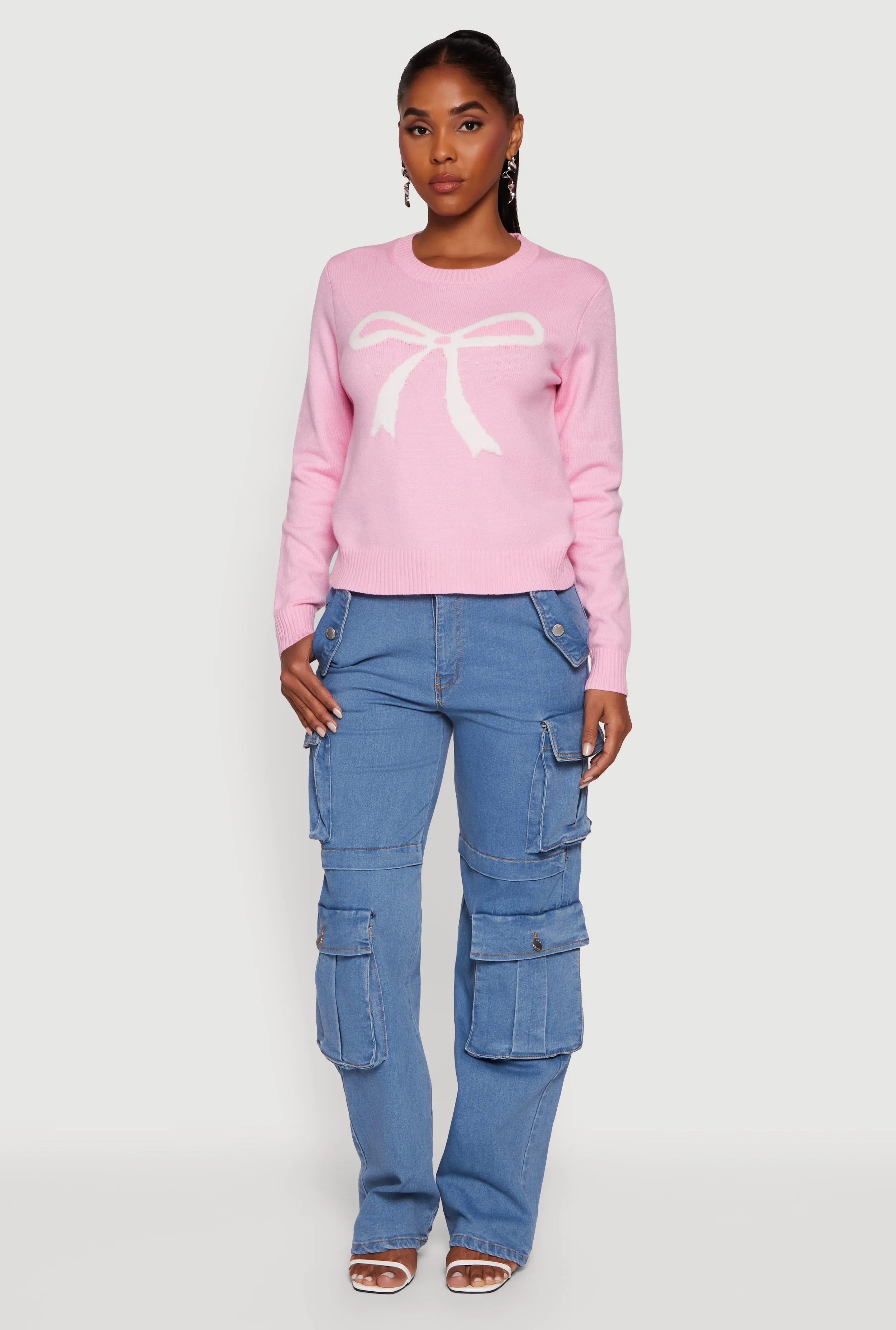 Bow Graphic Long Sleeve Crew Neck Sweater sold by Rainbow product image thumbnail 3