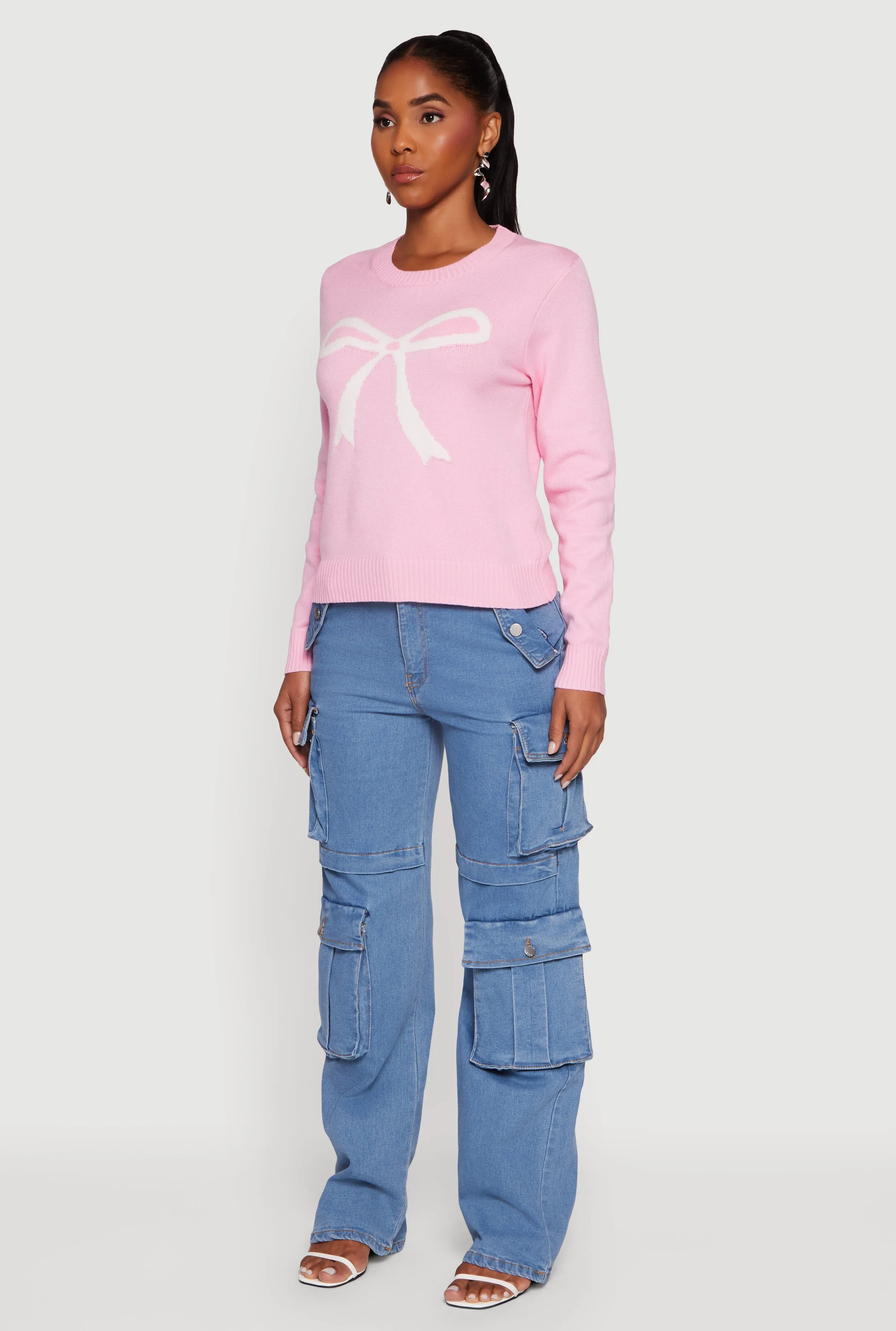 Bow Graphic Long Sleeve Crew Neck Sweater sold by Rainbow product image thumbnail 5