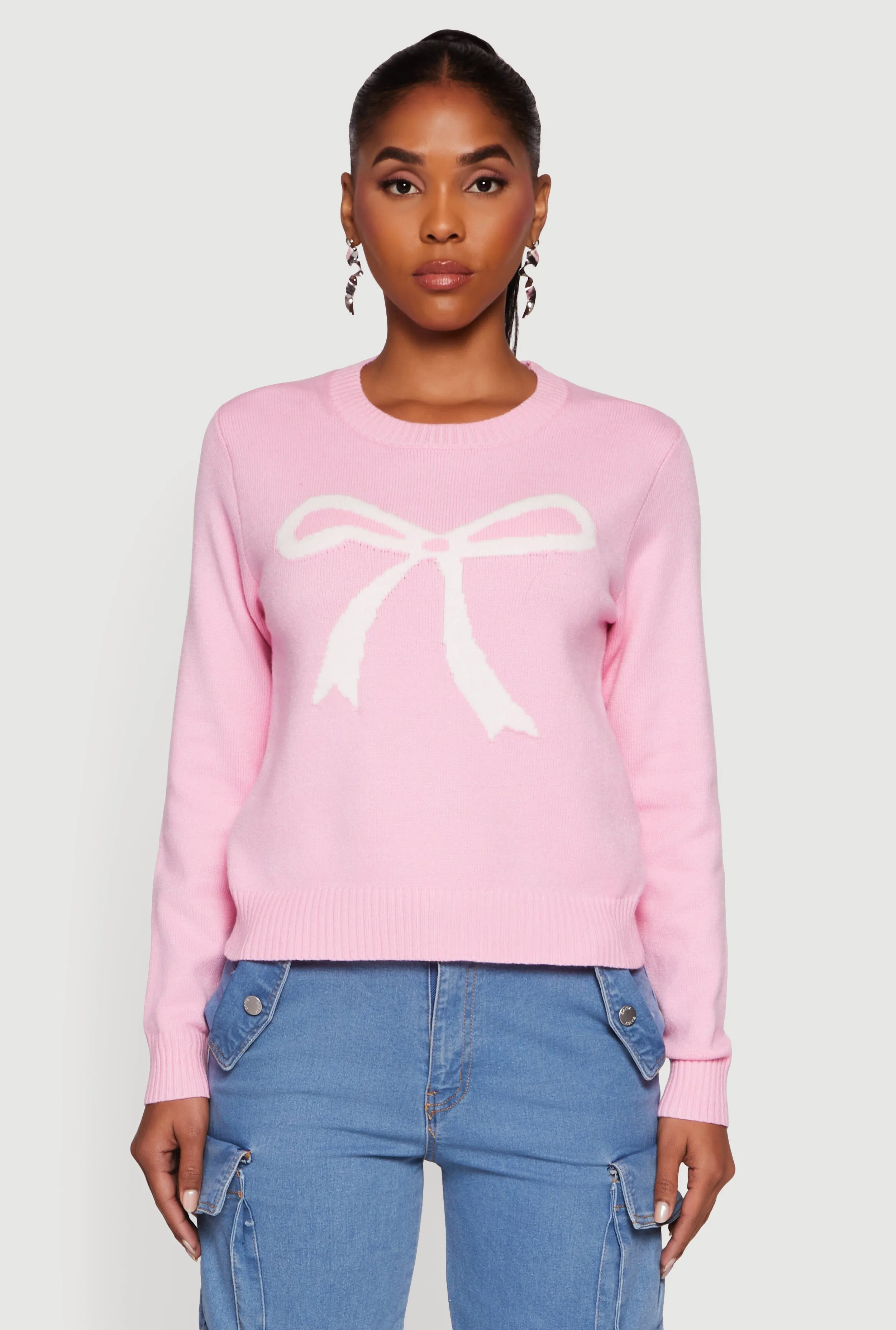 Bow Graphic Long Sleeve Crew Neck Sweater sold by Rainbow product image thumbnail 2