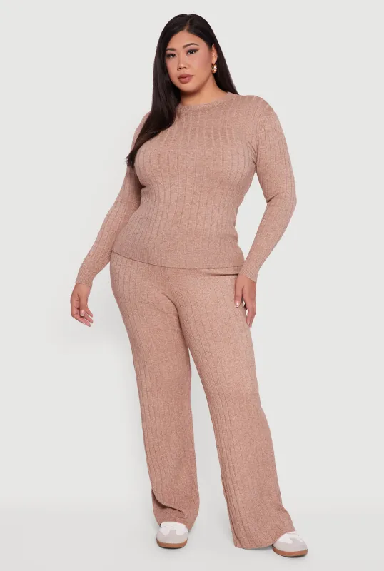 Plus Size Cable Knit Drawstring Detail Pants sold by Rainbow