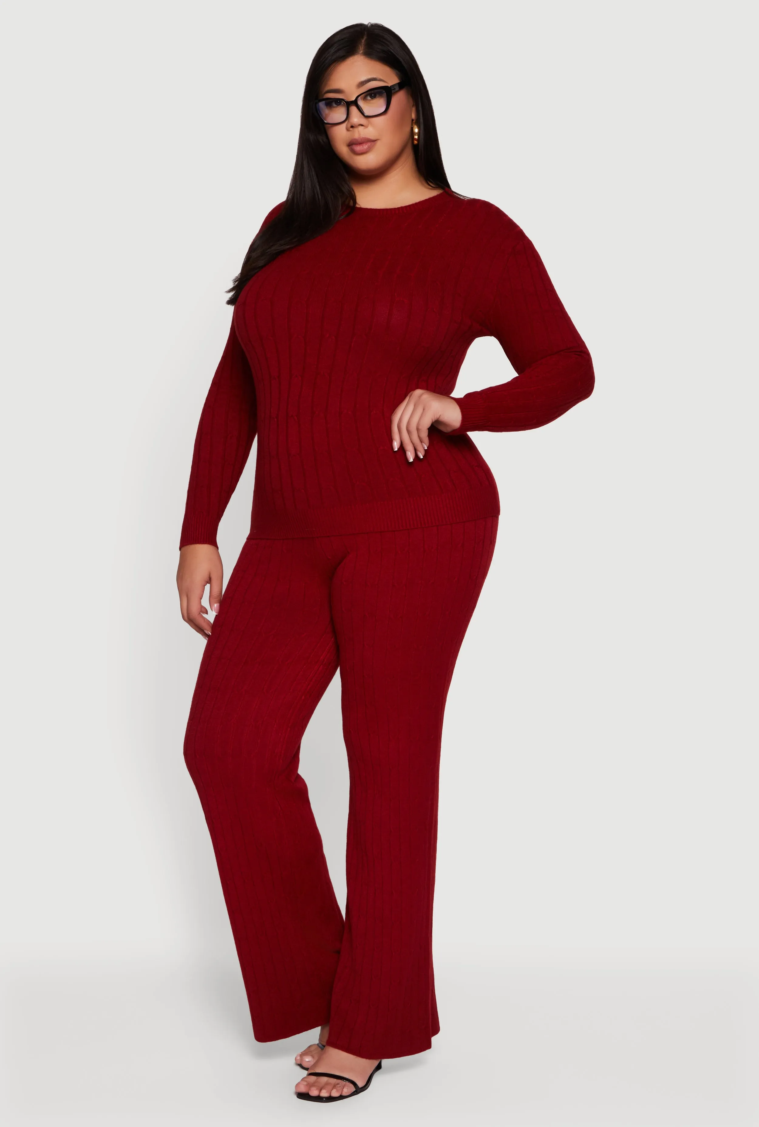 Plus Size Cable Knit Drawstring Detail Pants sold by Rainbow product image thumbnail 2