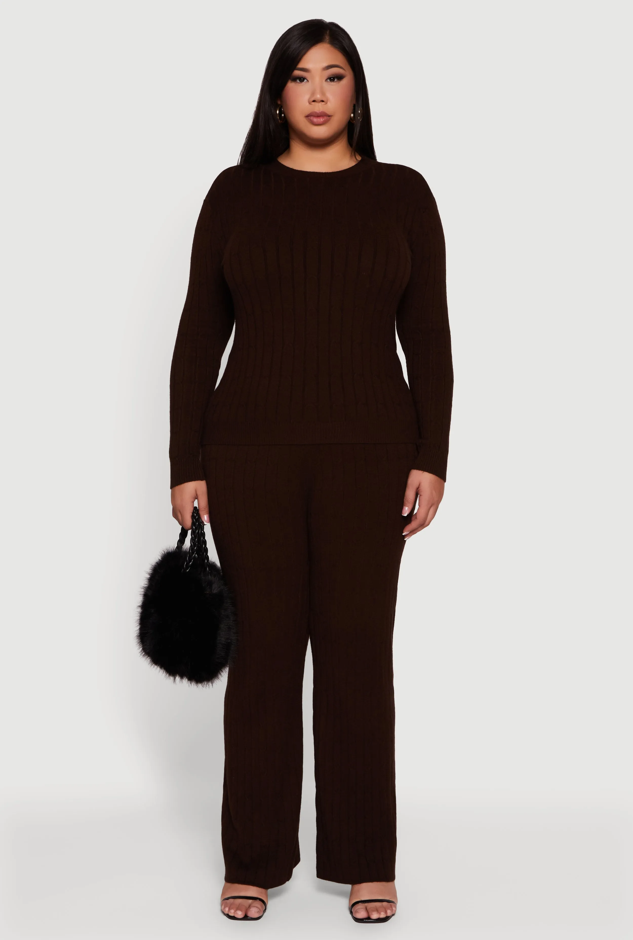 Plus Size Cable Knit Drawstring Detail Pants sold by Rainbow