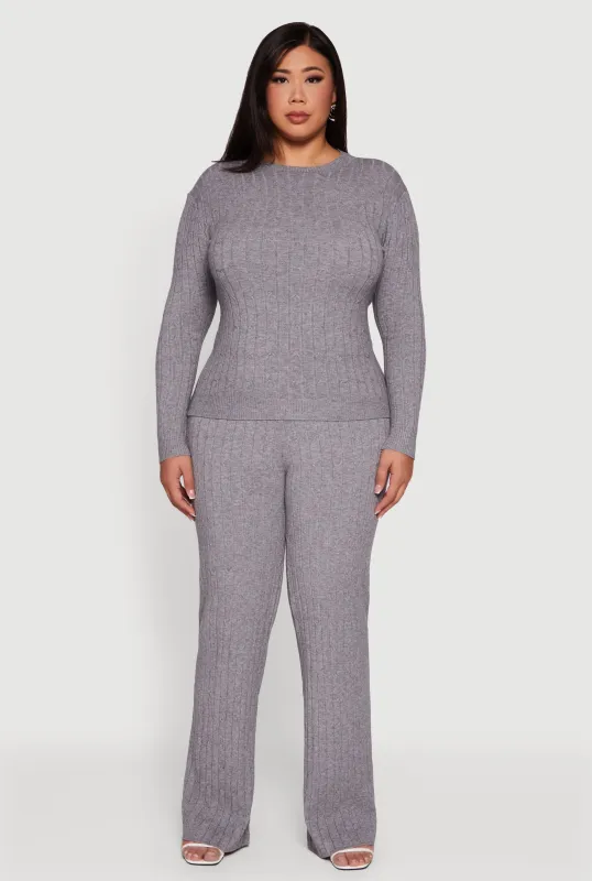 Plus Size Cable Knit Drawstring Detail Pants sold by Rainbow